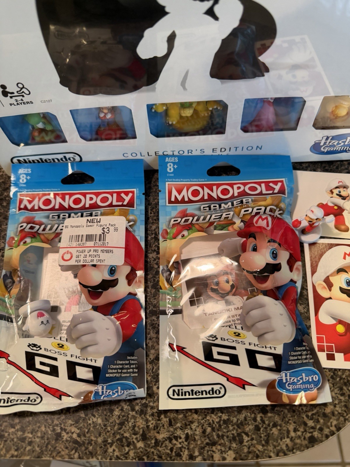 Monopoly Gamer Mario Bros Nintendo Collector’s Ed + 2 Power Pack Characters New
