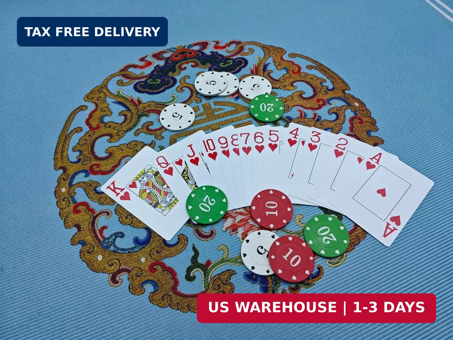 Chinese Style Mahjong Mat, 31.5 * 31.5” Anti Slip and Noise Reductio Light Blue