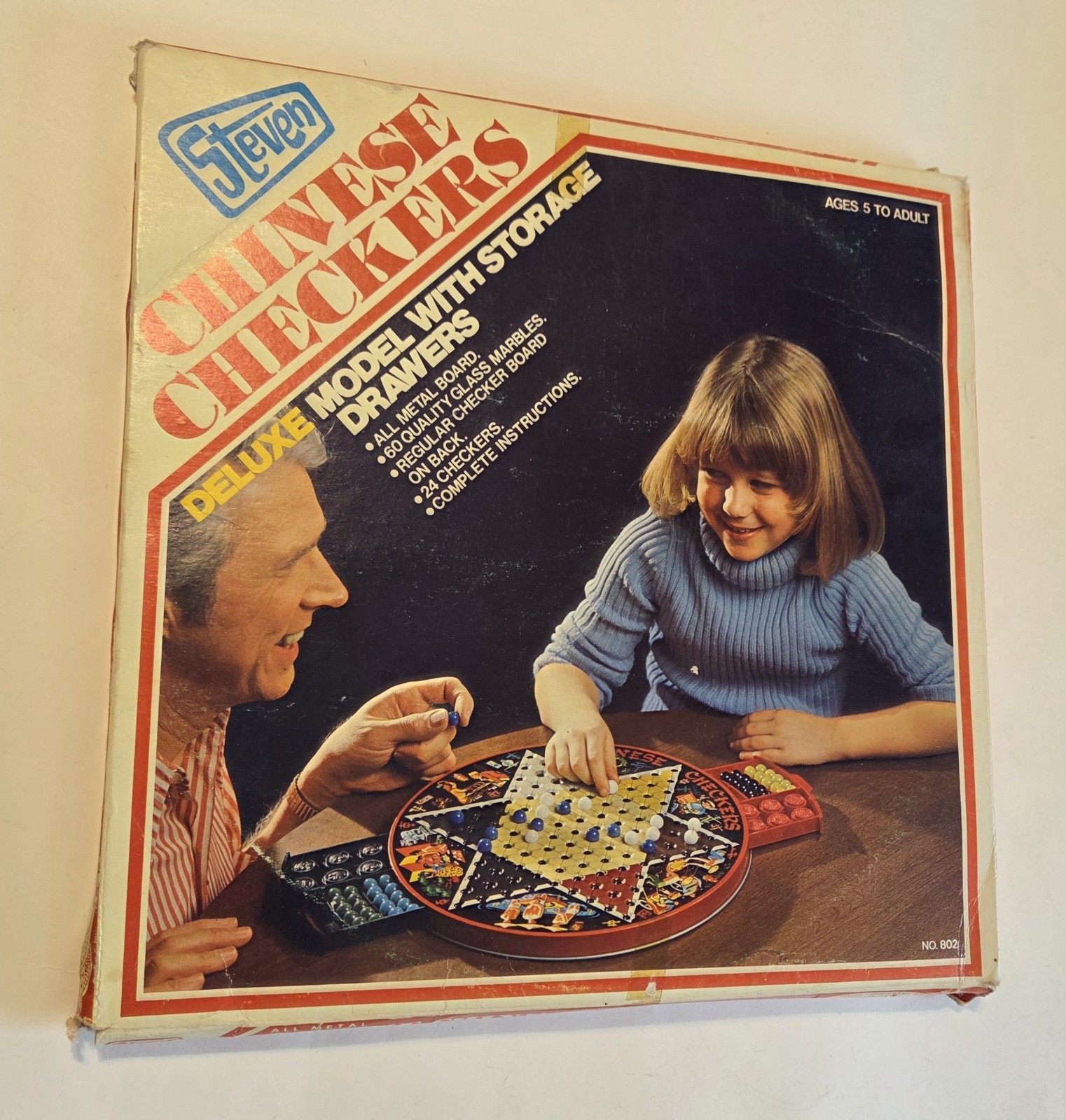 Vintage 1977 Chinese Checkers & Regular Checkers Deluxe Tin Board Game by Steven