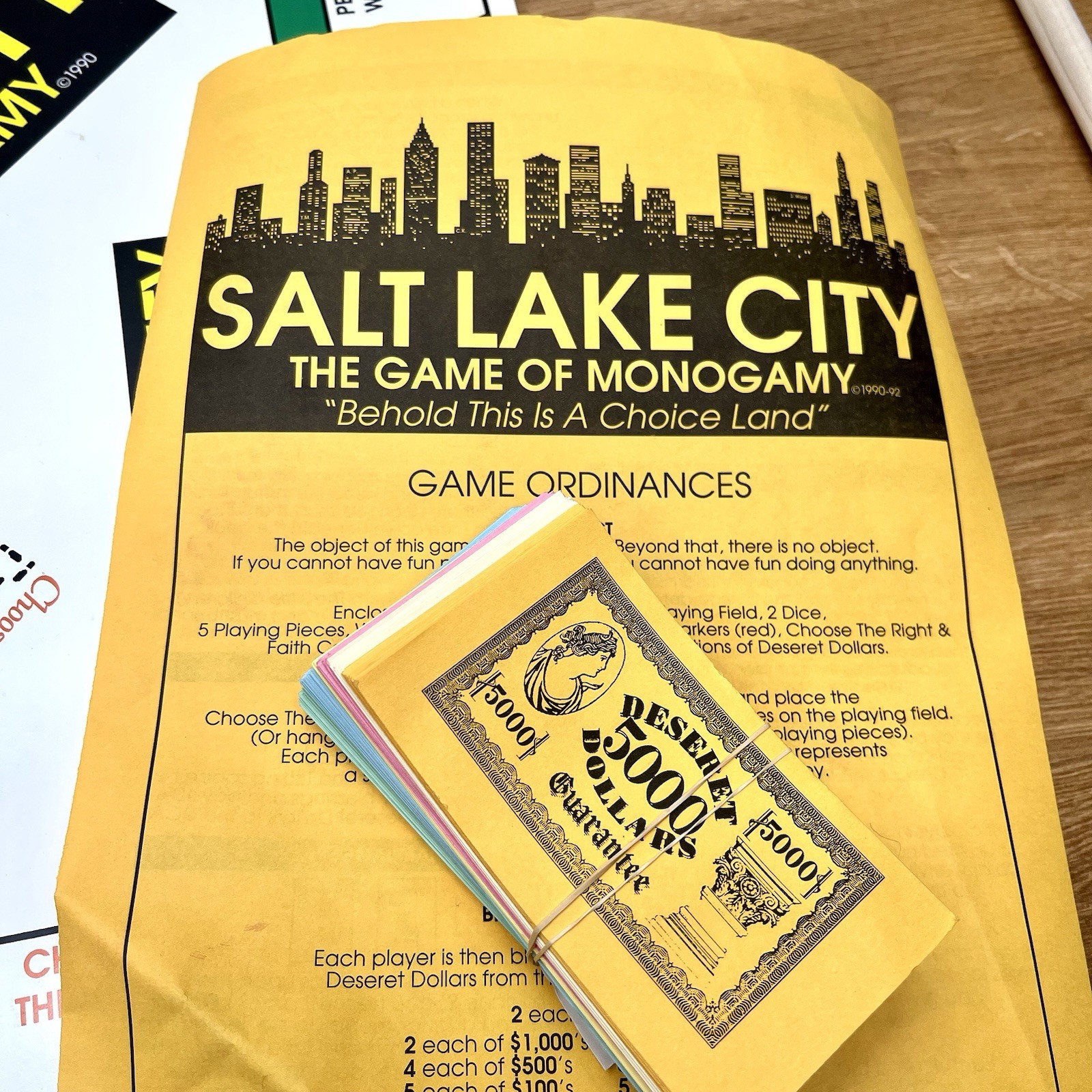 Vintage Salt Lake City Board Game of Monogamy LDS Mormon 1992 Monopoly Church