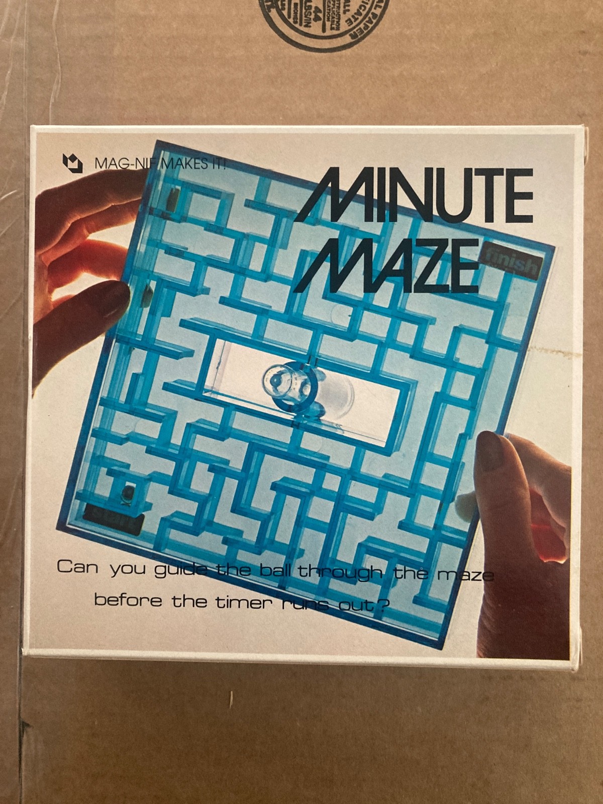 Vtg Mag-Nif: Minute Maze Brain Teaser With Marble Used w Box & Built in Timer