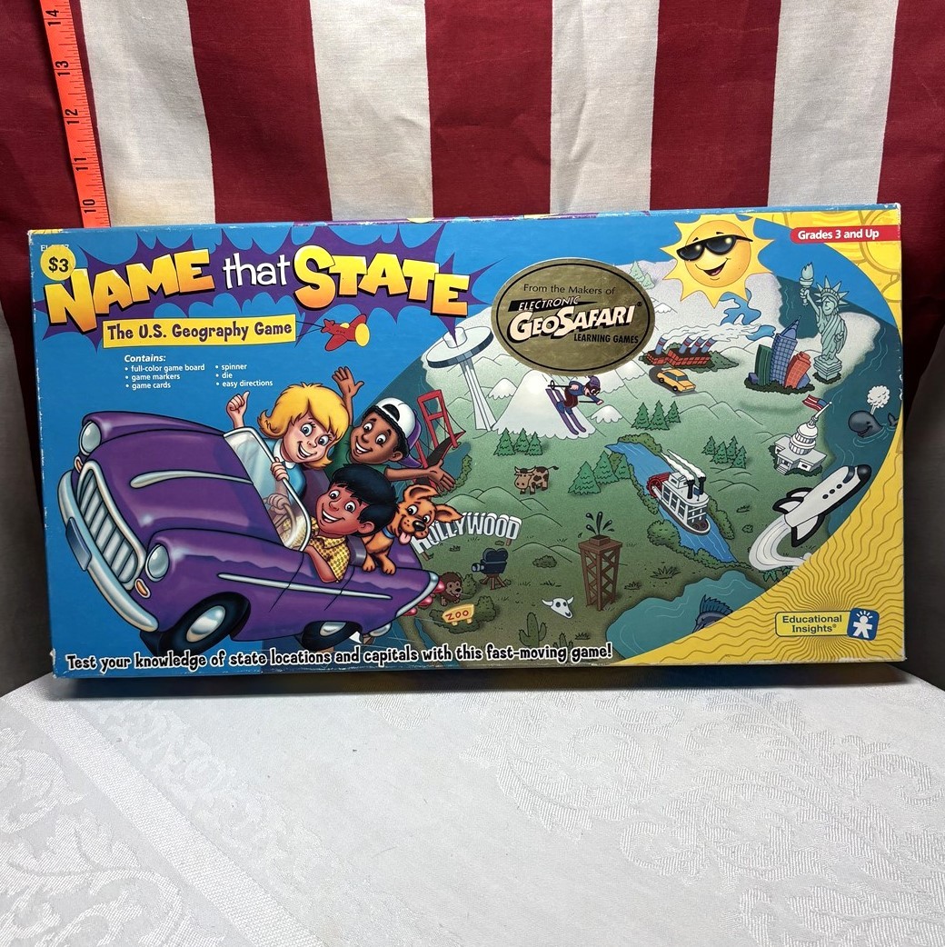 NAME THAT STATE educational board game US Geography complete 1992 vtg USA map