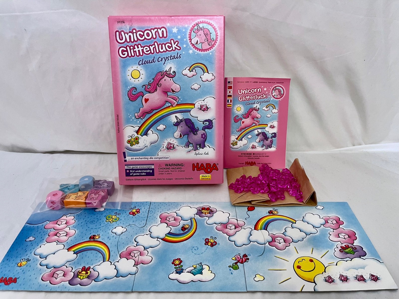 260032 Toy HABA 301256 UNICORN GLITTERLUCH CLOUD CRYSTALS Game EUC