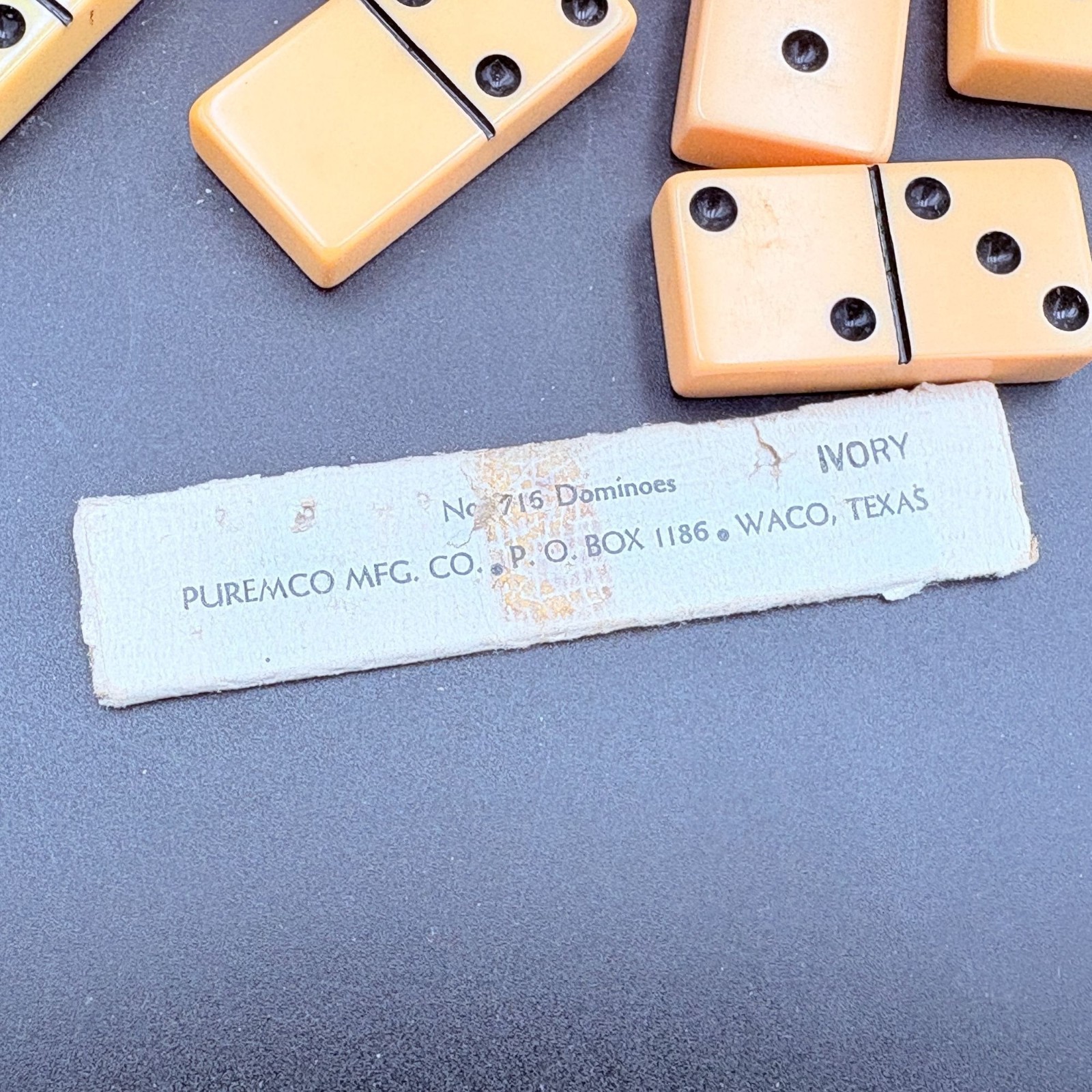 Puremco No 716 Ivory Domino Full Set Vintage Bone Style 28 Pieces x Thick No Box