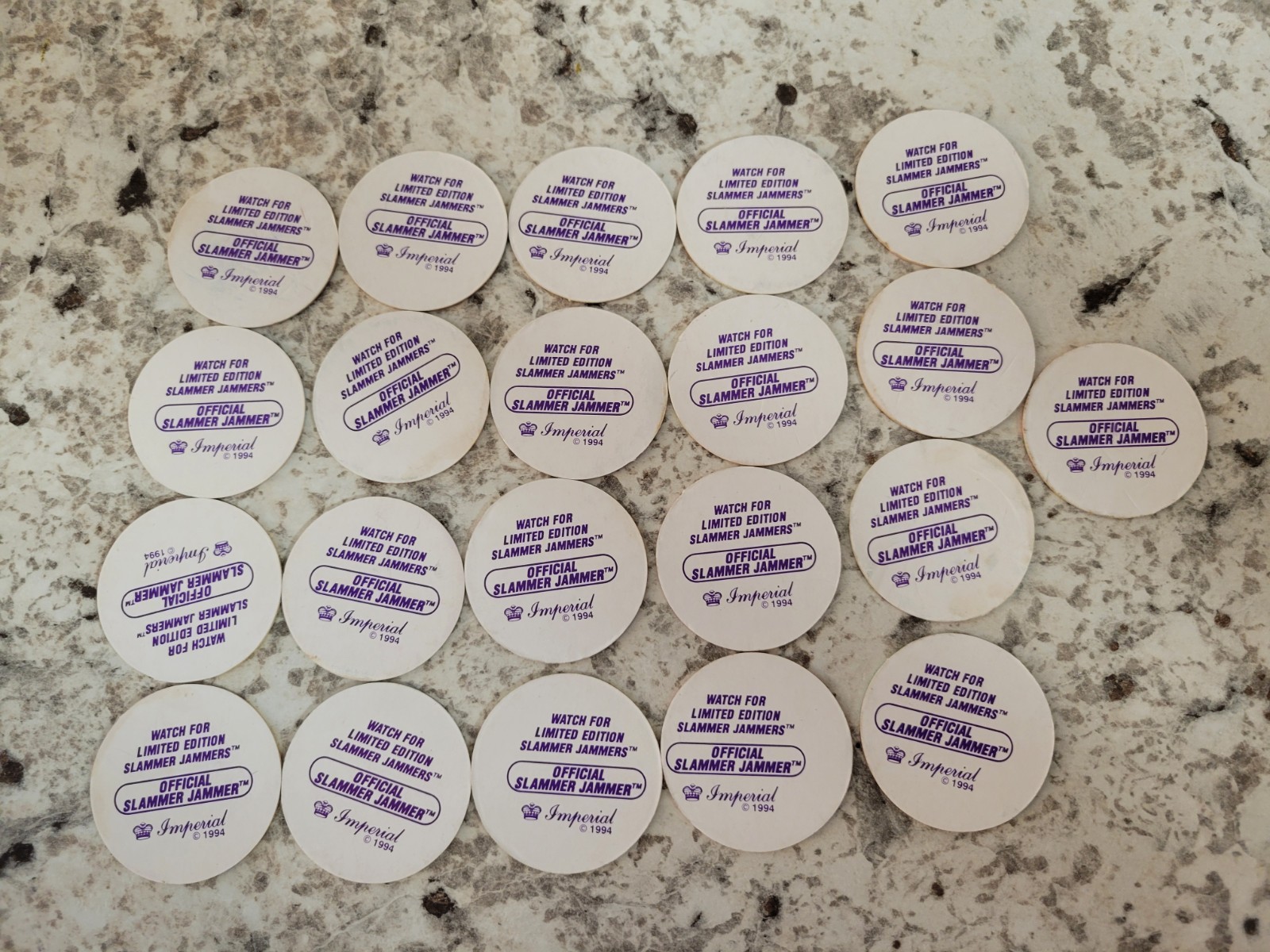 Vintage 1994 Official Slammer Jammer Pogs Milk Caps Imperial Lot of 21 RARE
