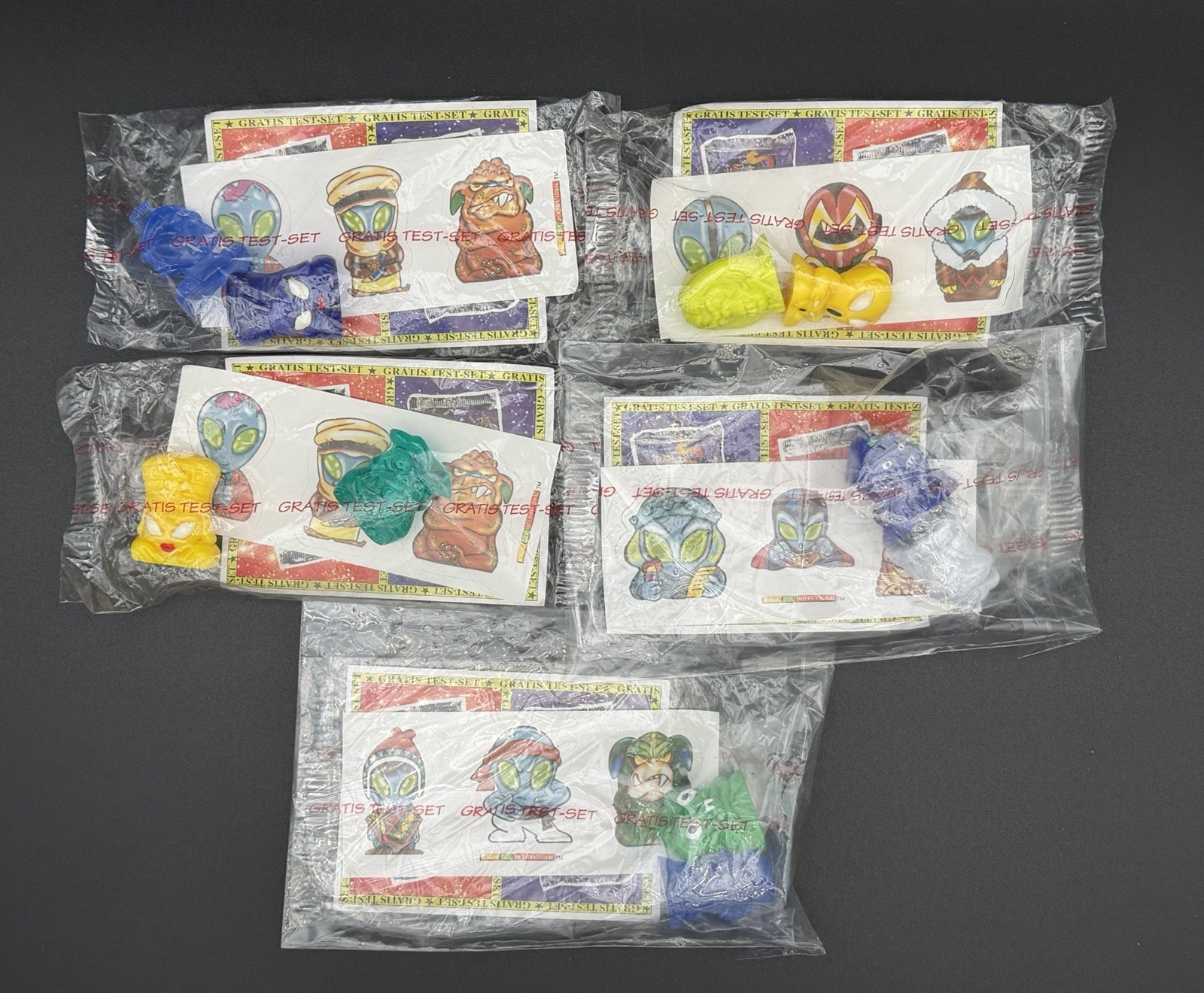 Crazy Bones Aliens European Sample Packs Lot Of 5 Painted and Unpainted