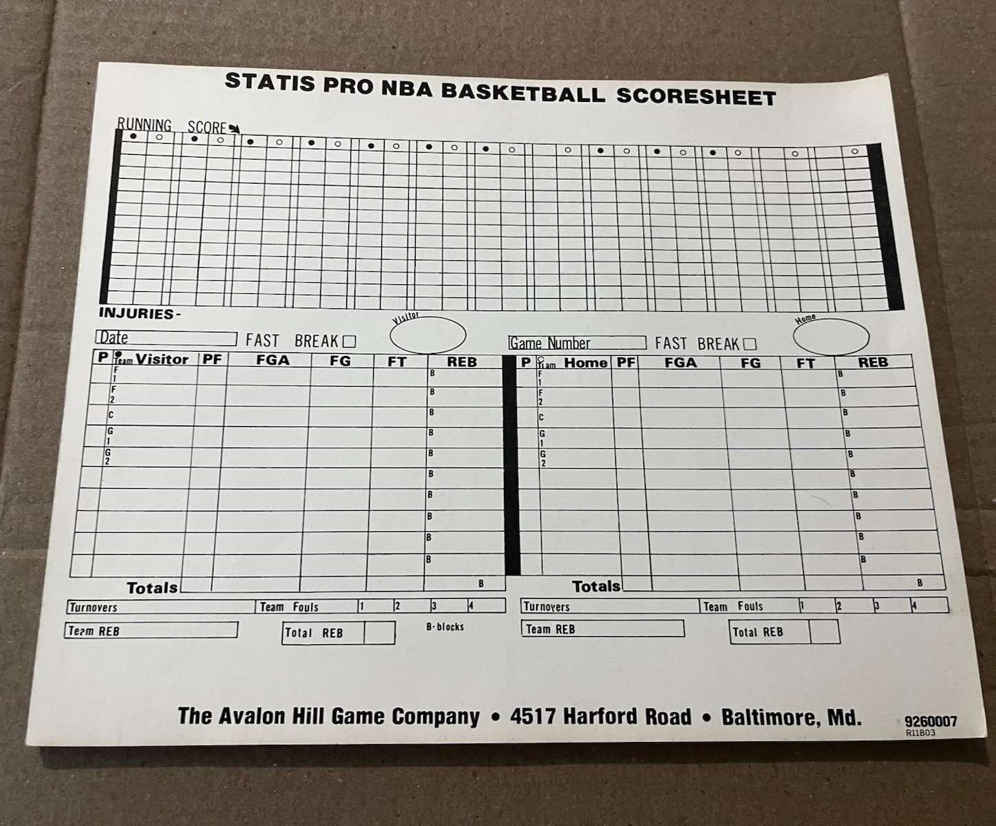 Vintage 1978 STATIS PRO NBA BASKETBALL Sports Illustrated Avalon Hill Board Game