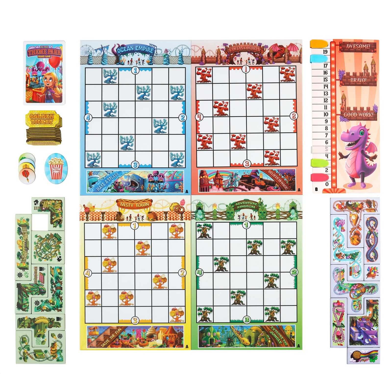 My First Theme Park Board Game for Ages 5+- Build an Amusement Park with Cute…