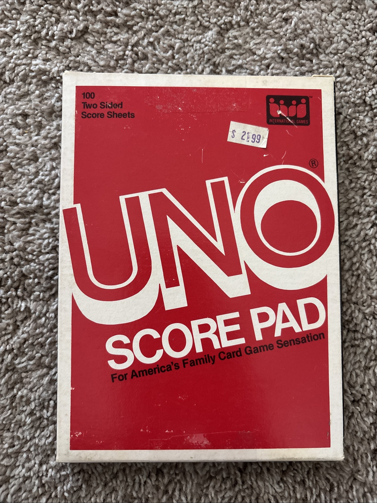 Vintage UNO Score Pad Replacement Part #4001 1978-1981 International Games