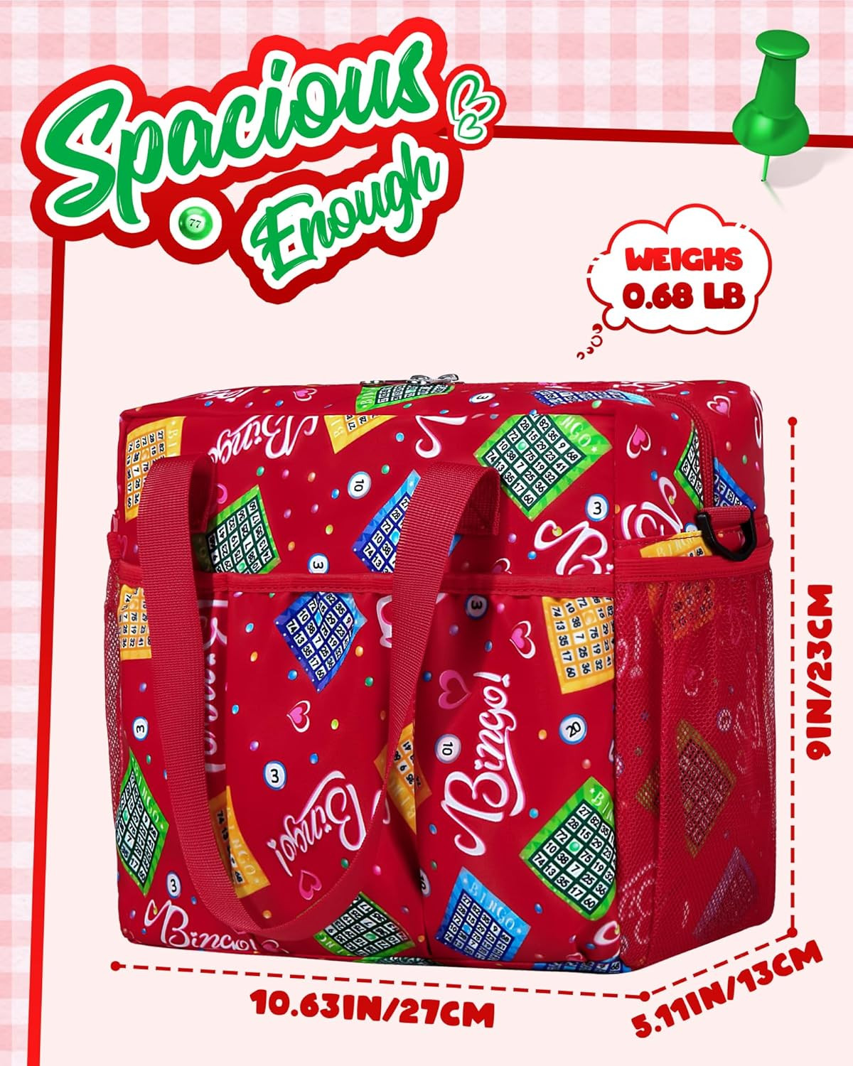 Bingo Bag with Pockets for Daubers Dabbers Dobbers Dotters Casino Bingo Game Acc