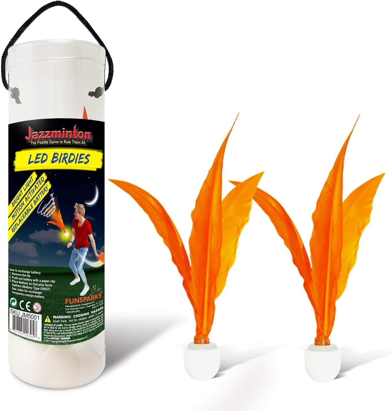 Jazzminton Paddle Ball Game LED Birdies, or Light Up Shuttlecock – New and Im…
