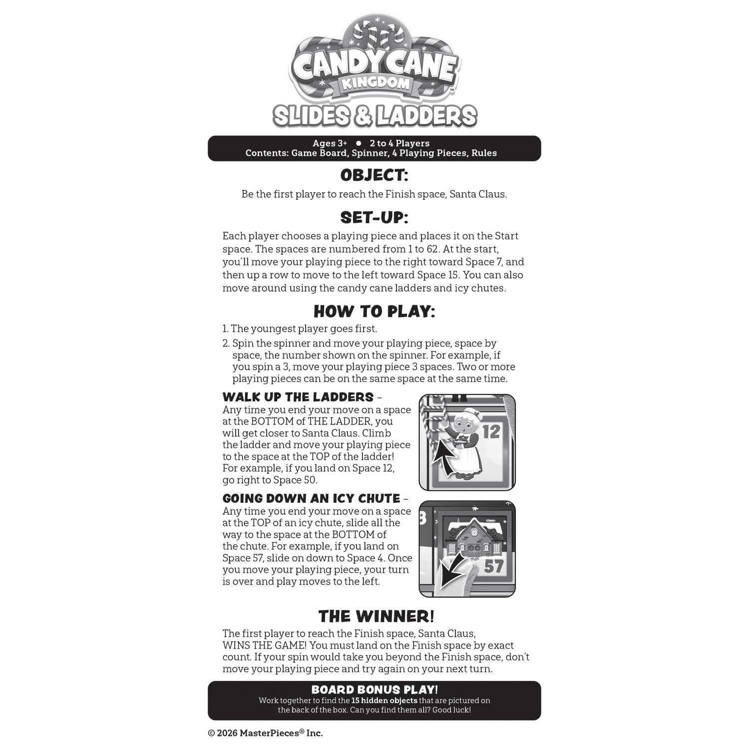 MasterPieces – Candy Cane Kingdom – Christmas Slides & Ladders Board Game