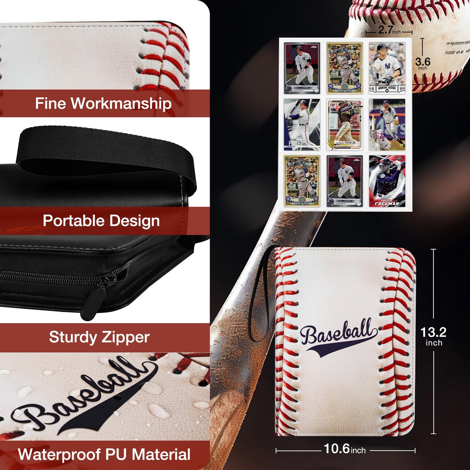 RONMONG Baseball Card Binder,2025-2026 Sports Trading 990, baseball-style 2