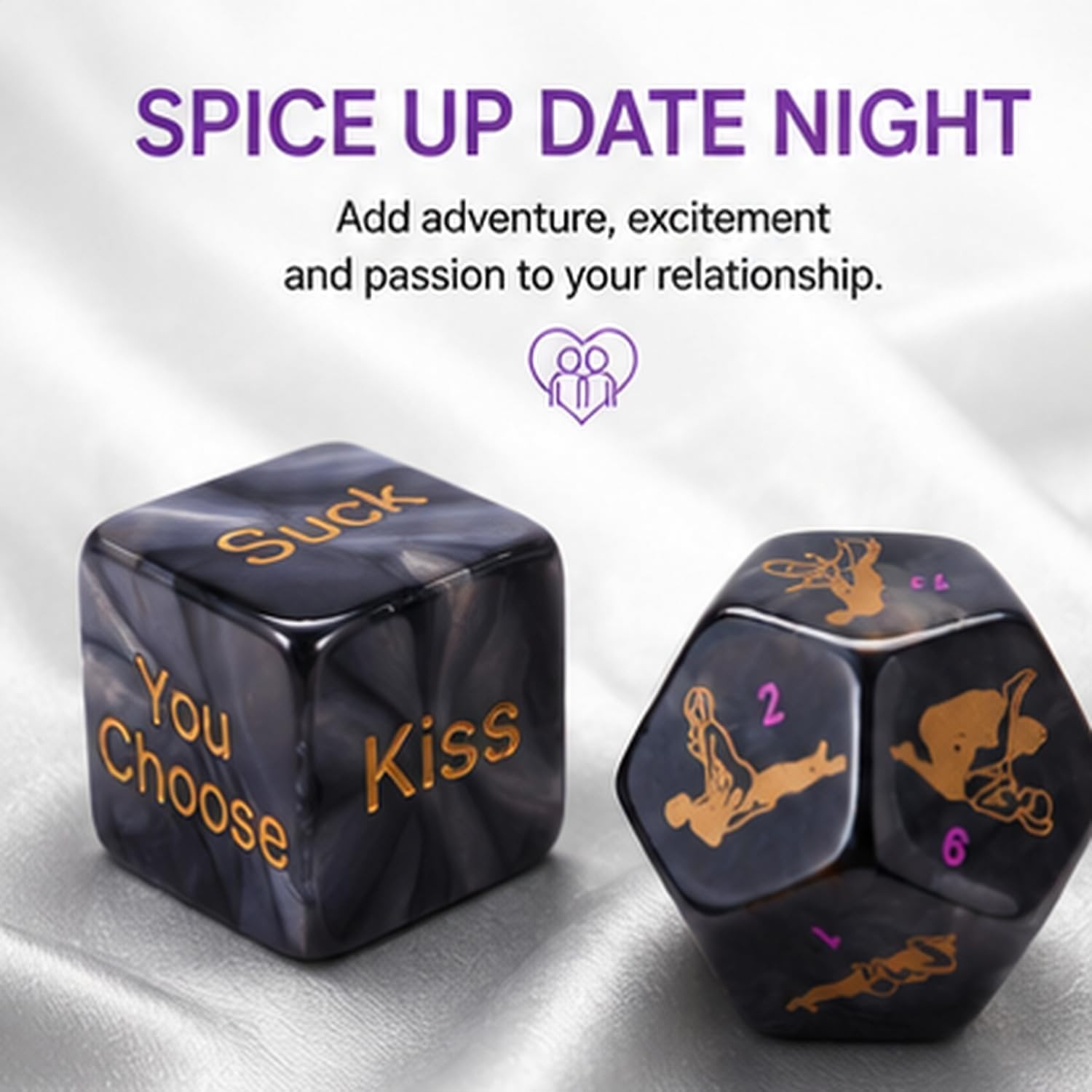 Luxury 12-Sided Dice for Couples – Ignite Passion with 60 Romantic Actions