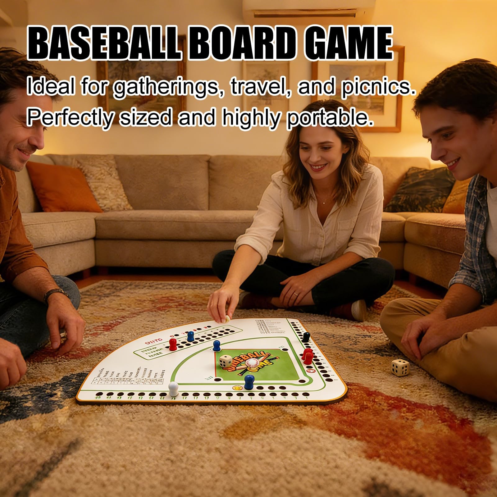 Baseball Board Gameï¼Œ5mm Thick Solid Oak Baseball Board Game, Portable Dice …