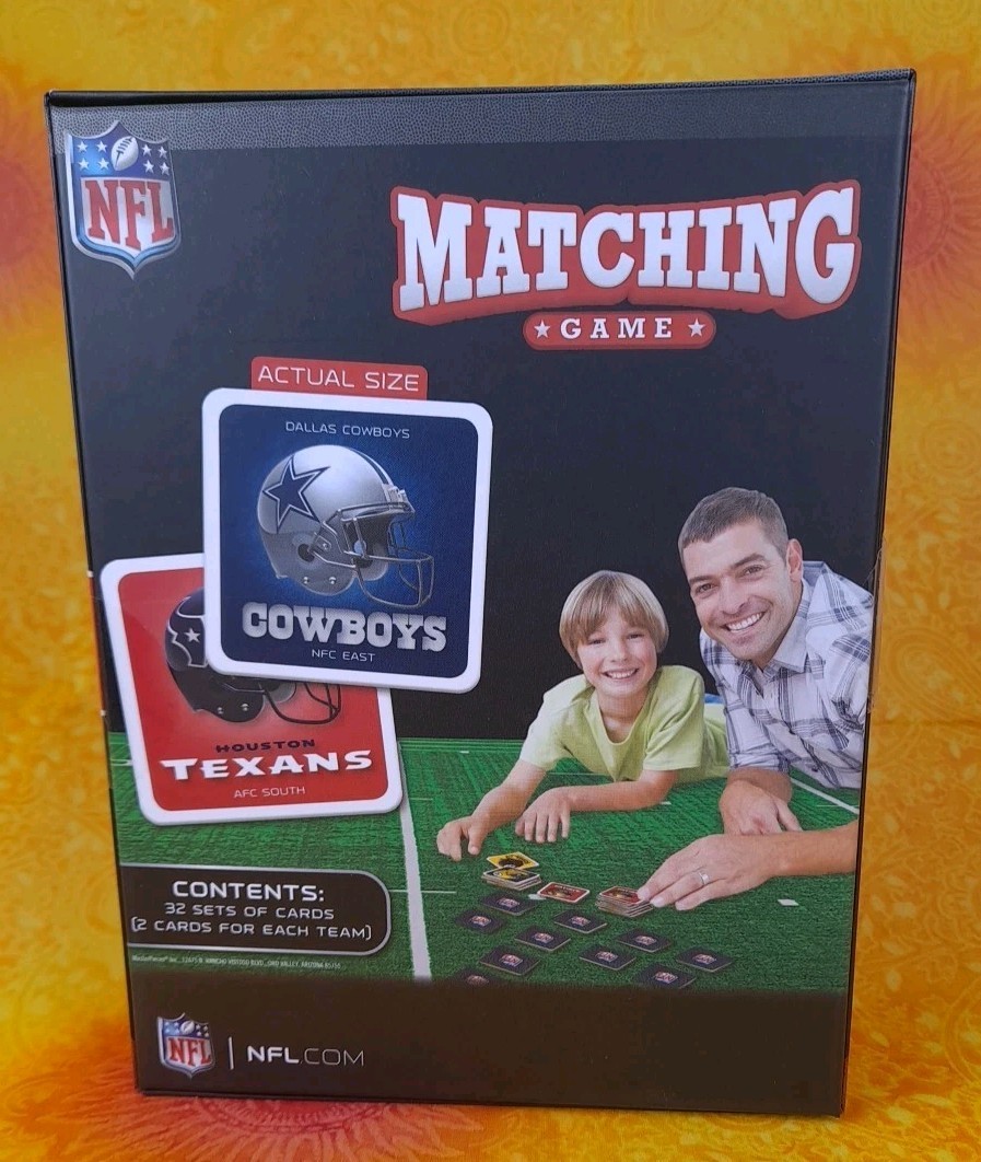 NFL Matching Game – All 32 Teams – 64 Card Memory Game – New Ages 3+