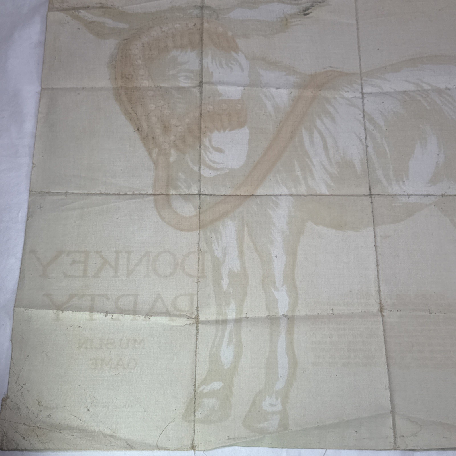 Antique Pin The Tail On The Donkey Party Muslin Game Saalfield Publishing Co.