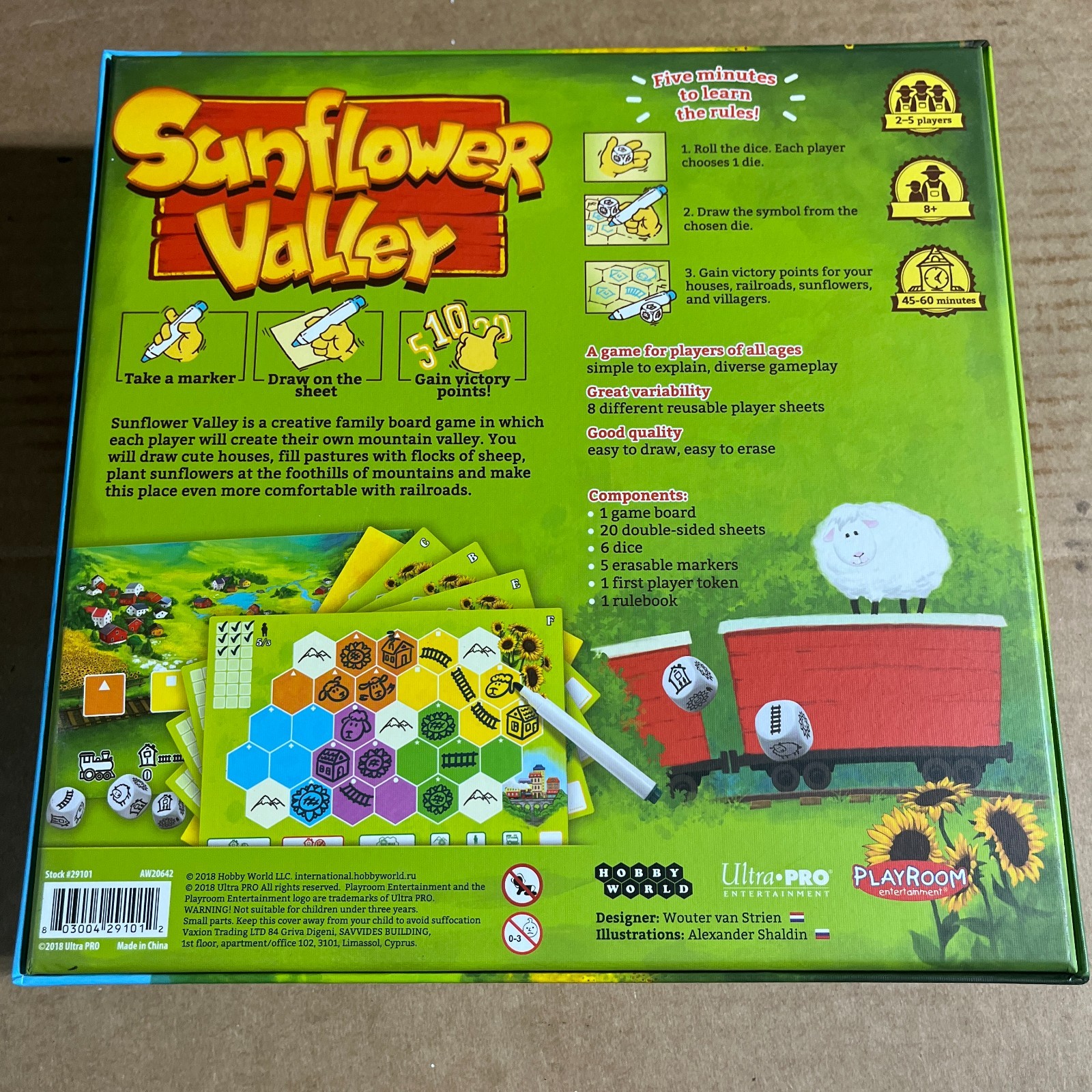 Playroom Entertainment Boardgame Sunflower Valley – Roll & Draw Box EX/NM