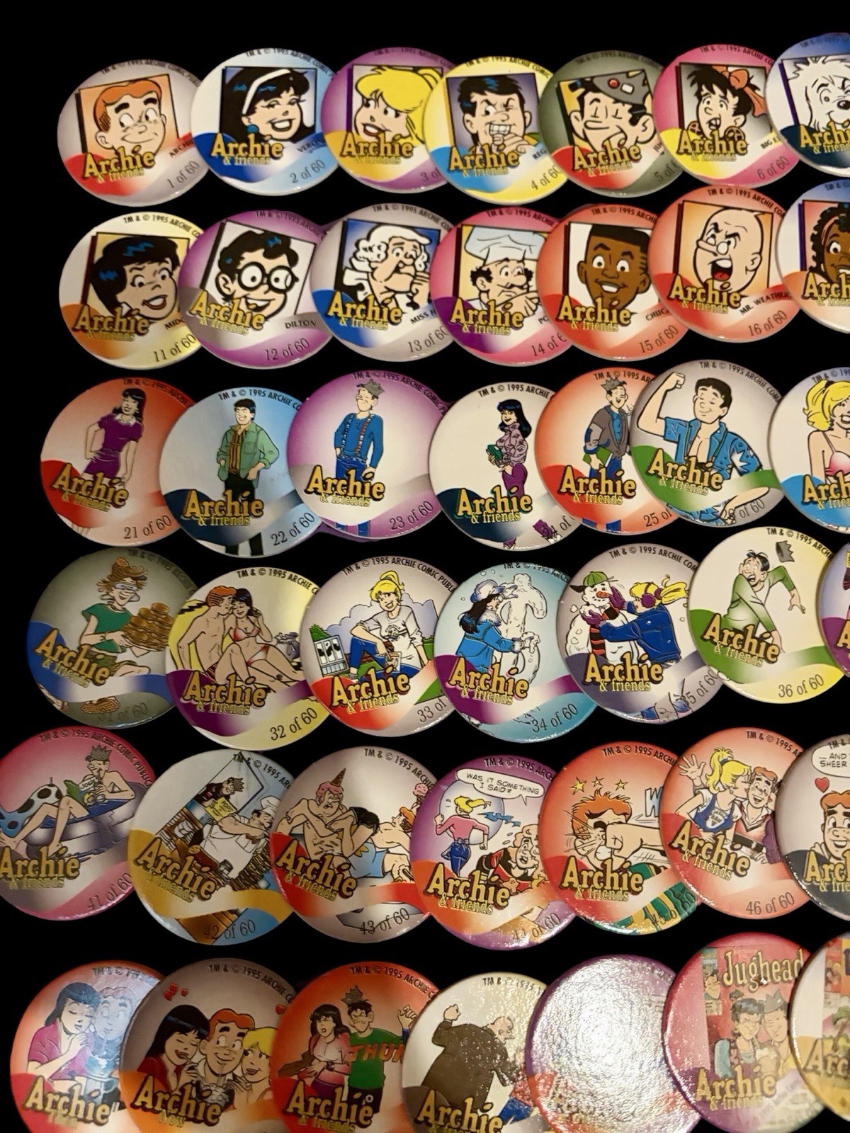 90s Pogs Lot Of 60 Archie Comics POGs