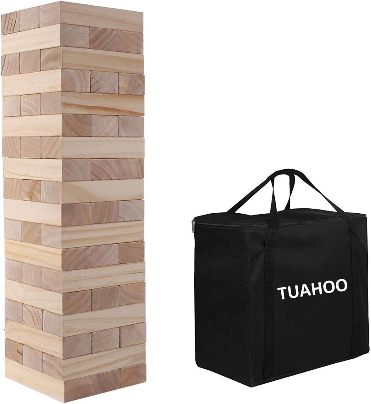 Giant Tumble Tower (Stacks to 4+ Feet), 54pcs Wooden Blocks Stacking Game, Indoo
