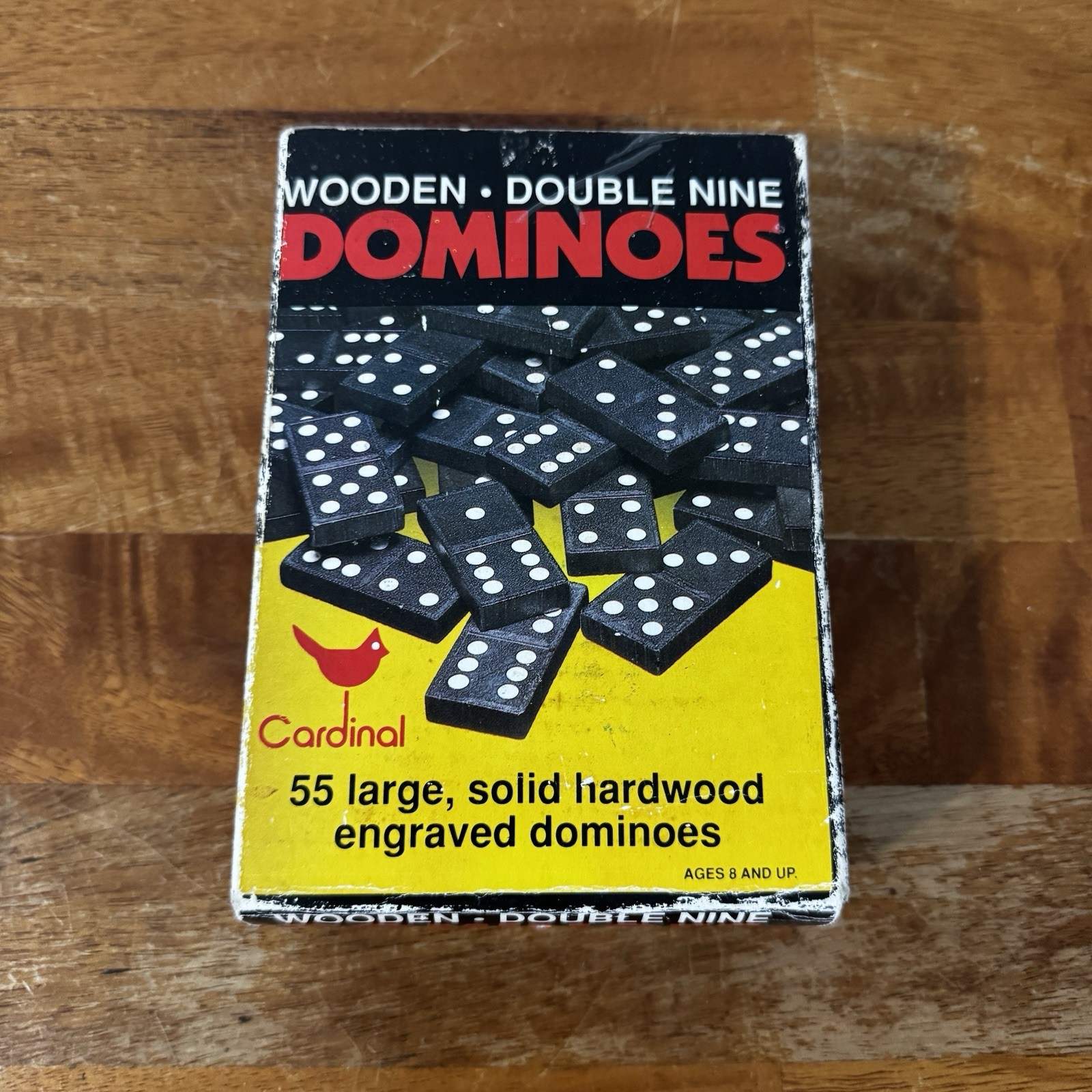 vintage wooden double line dominoes cardinal 554 Complete 55 Large Engraved