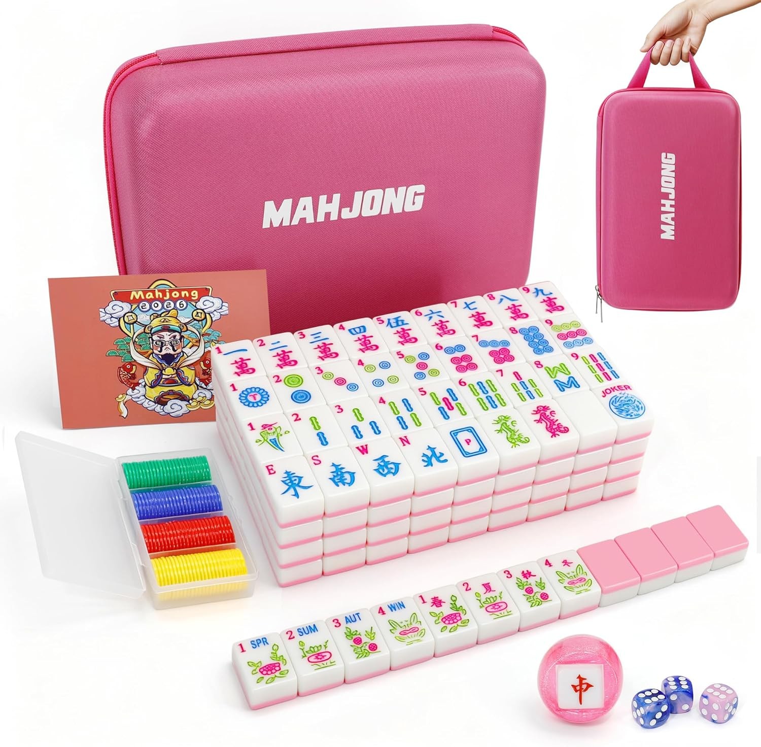 Jolitac American Mahjong Game Set, 166 Premium Tiles, Mahjong Tile Set with Stur