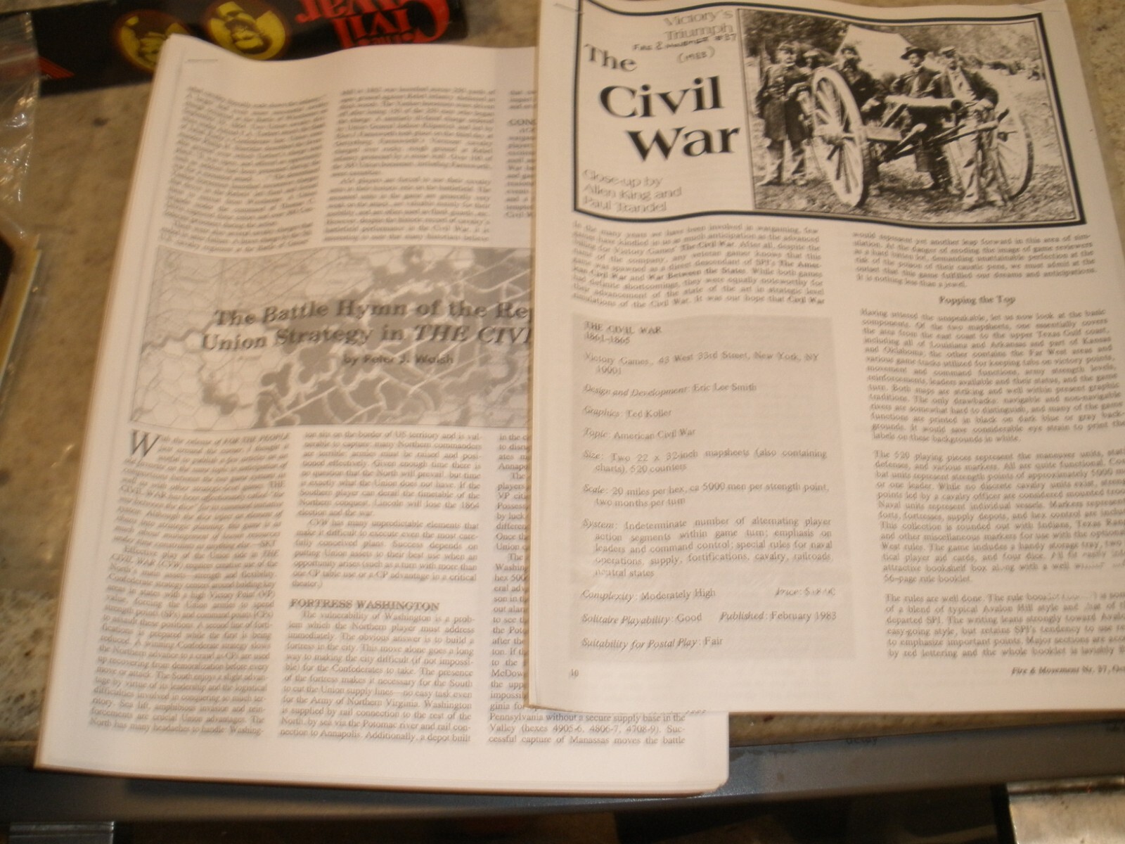 VICTORY GAMES INC THE CIVIL WAR 1861-1865 GAME COMPLETE #30003