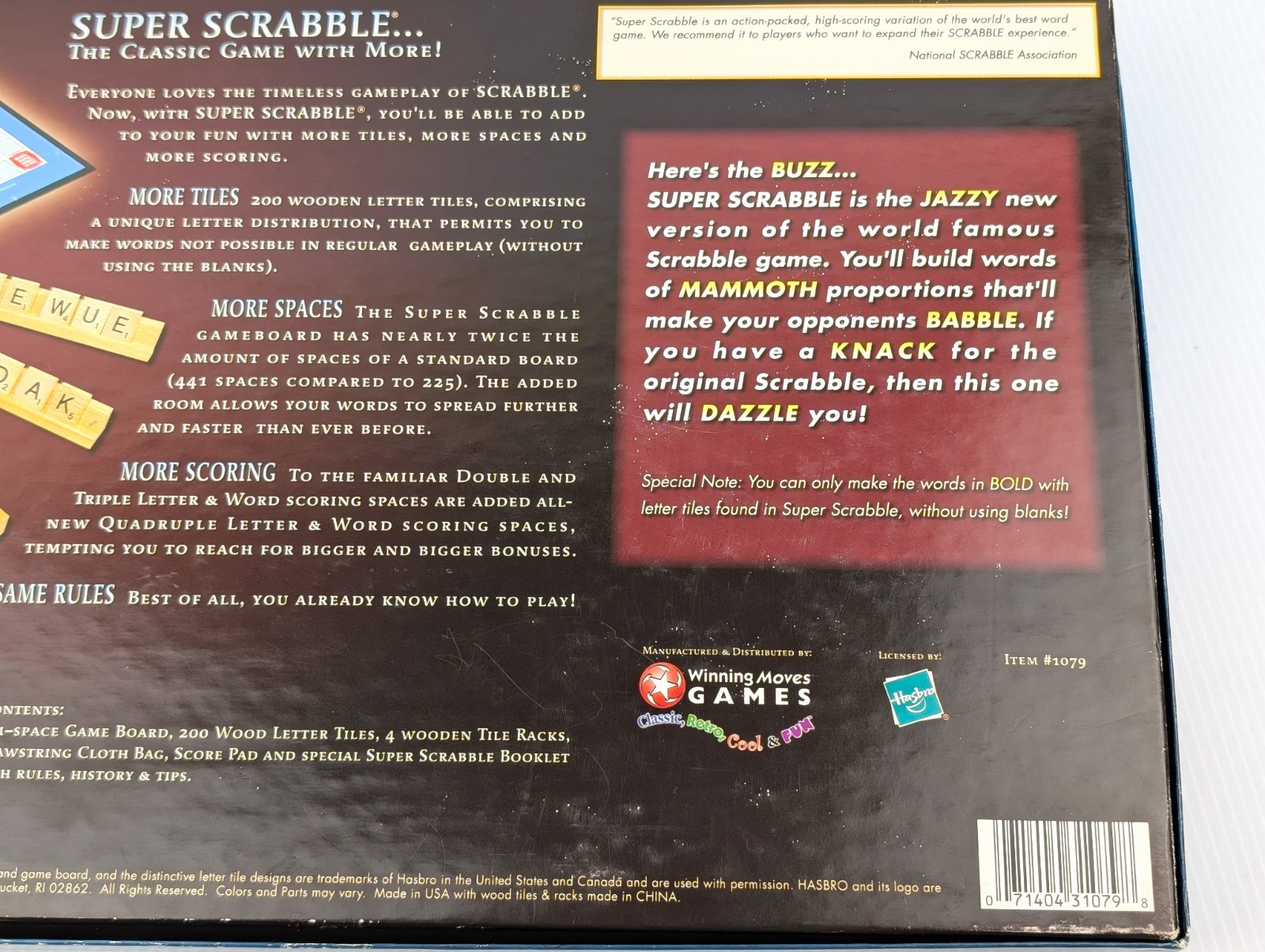 Super Scrabble Board Game by Hasbro – 2004 – 100% COMPLETE with All 200 Tiles!