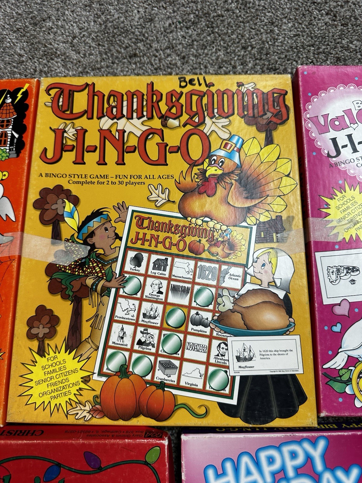 JINGO Lot of 5 J-I-N-G-O Bingo VINTAGE games Halloween Christmas Holidays