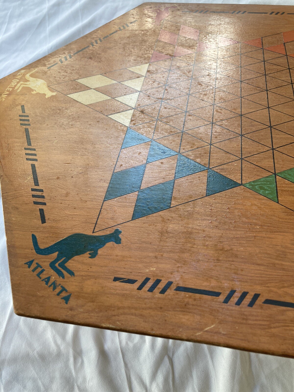 RARE VTG 1937 Large Chinese Checkers Wood Board Wall Art by Kontinental Kangaroo