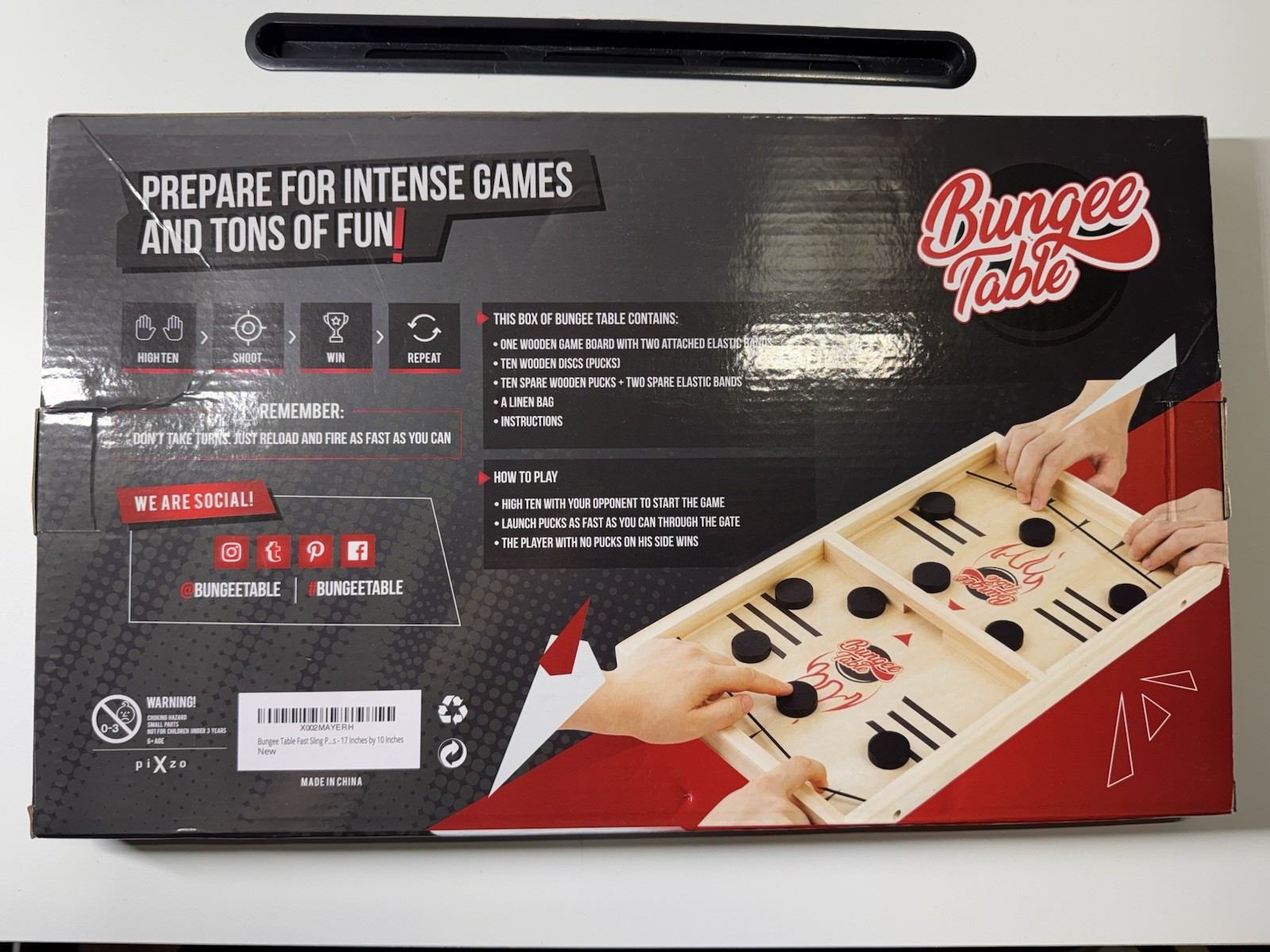 Bungee Table Fast Sling Puck Game 17 x 10 Wooden Board Game New Sealed