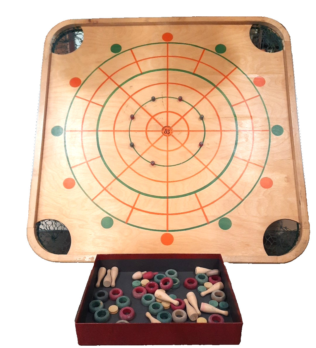 Vintage Carrom Industries No. 85 Game Board Complete w/ Original Manual & Pieces
