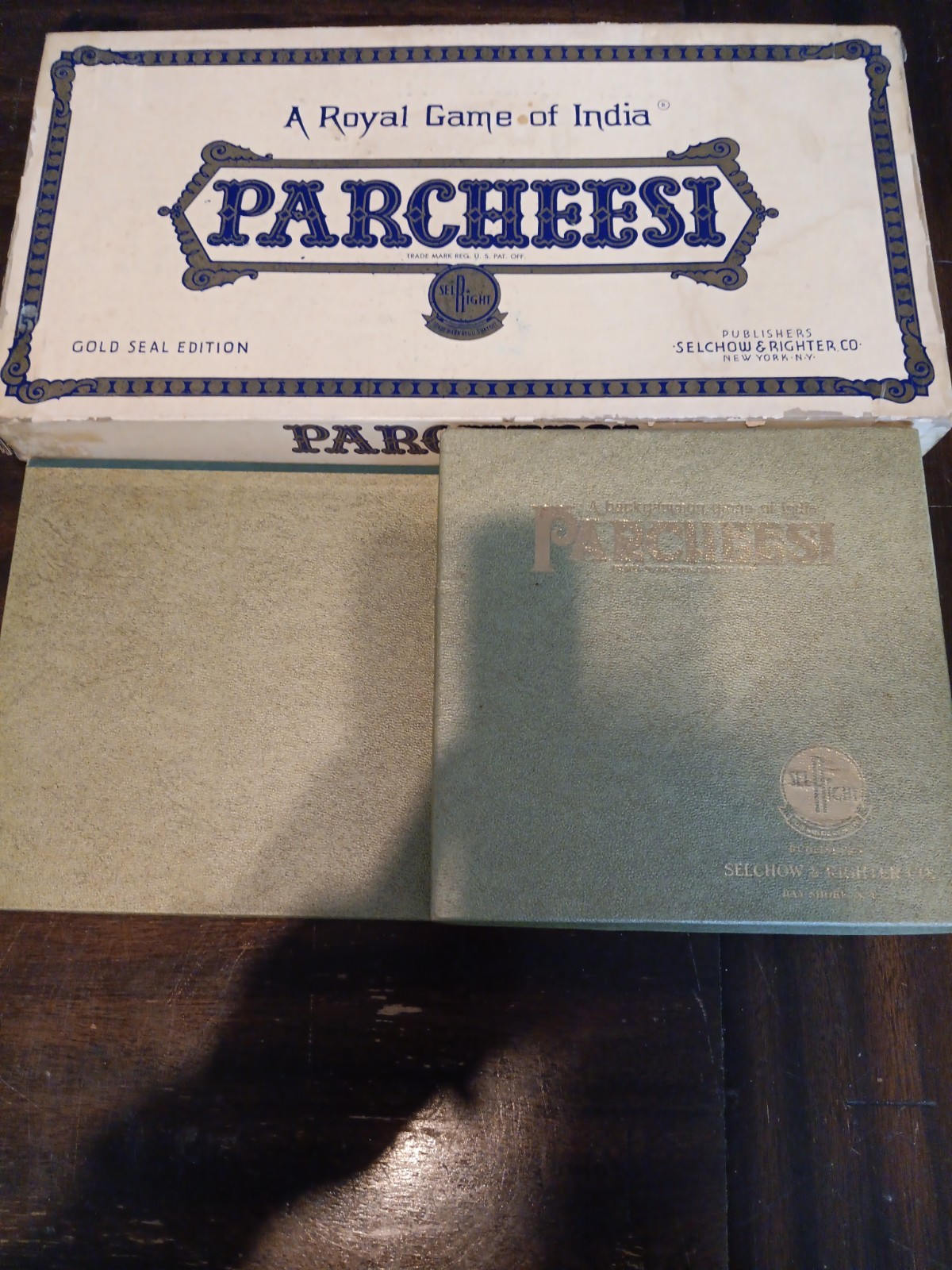 Vintage PARCHEESI Gold Seal Edition Selchow & Righter 59,68 Extras See Descript