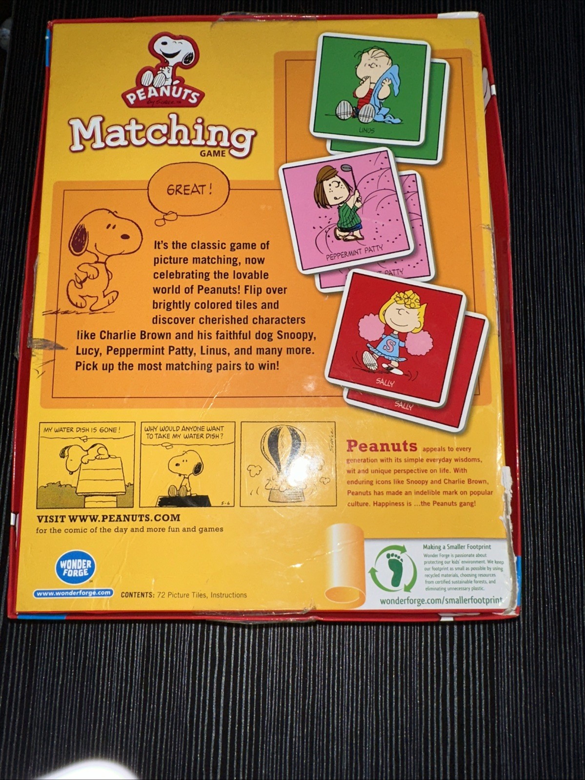 Peanuts Classic Matching Game 2014 Wonder Forge Snoopy/Peanuts 66 Tiles