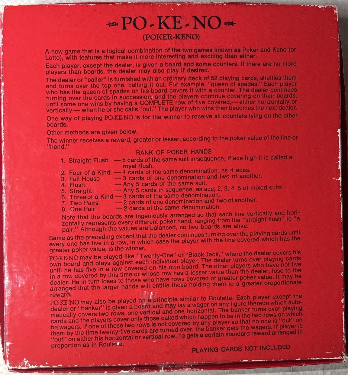 Vintage PO-KE-NO Poker Keno Complete Game 12 Boards & 200 Chips