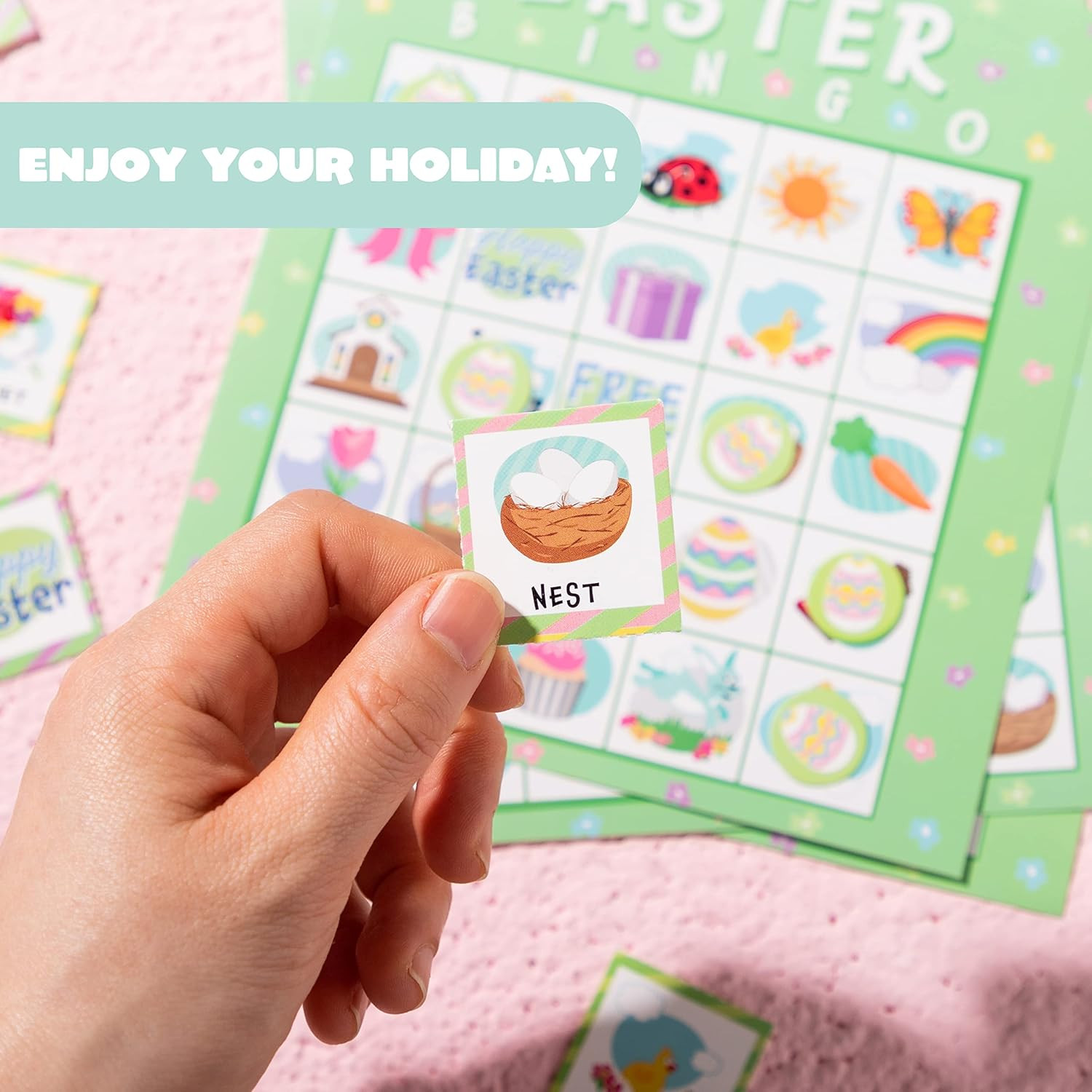 28 Players Easter Bingo Cards 5×5 Party Game Classroom Family Activity for Kids!