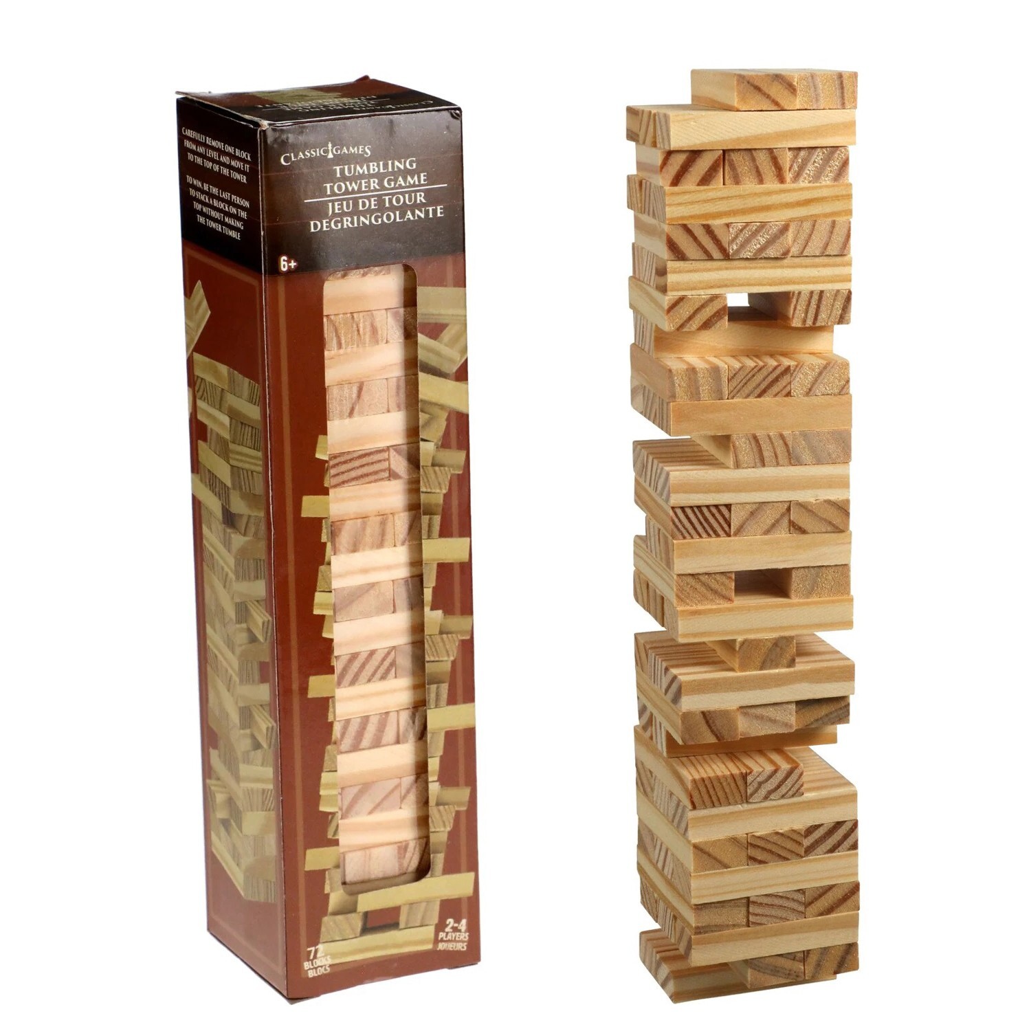 Tumbling Tower Game Wooden Stacking Blocks – 72 Pcs Set – Crafts