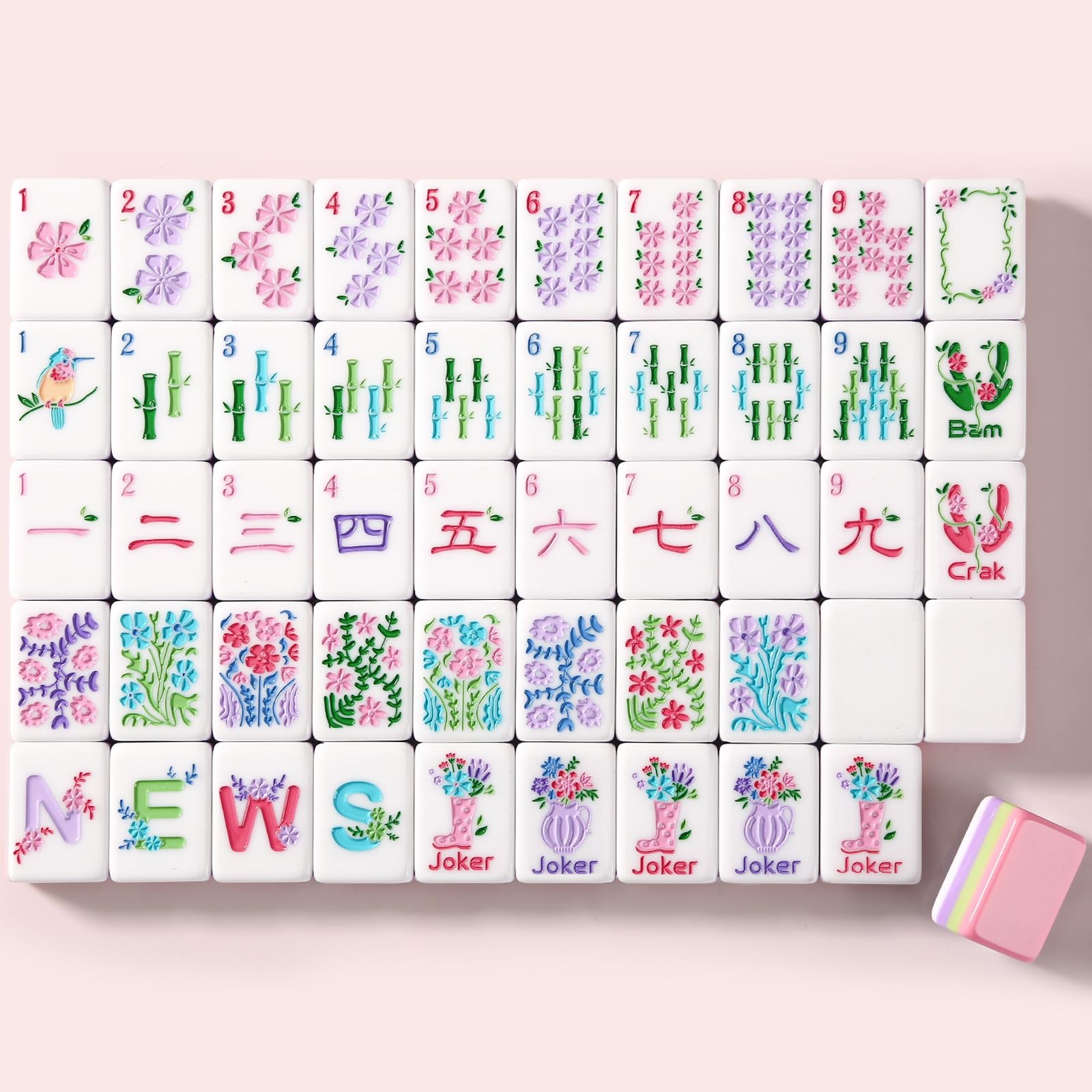 American Mahjong Tile Set, 160 Pink 4 Layer Mah Jong GameTiles with Tile Bag,…