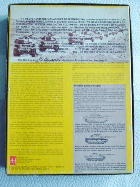 Avalon Hill 1977 : The Arab-Israeli Wars game – Mid-East Tank Battles (PUN)