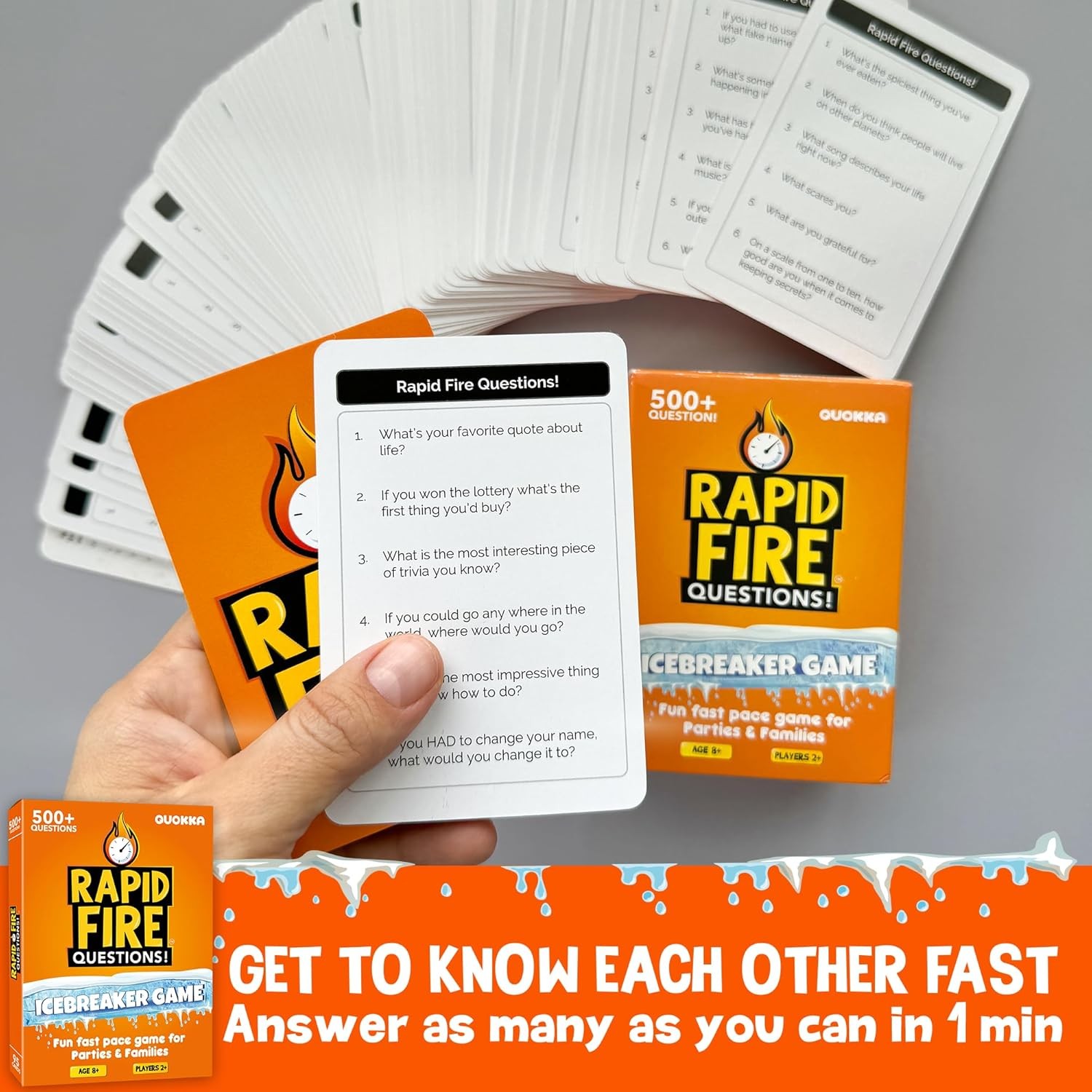 QUOKKA Icebreaker Cards with 500+ Questions – Adults Kids Family Conversation Ca
