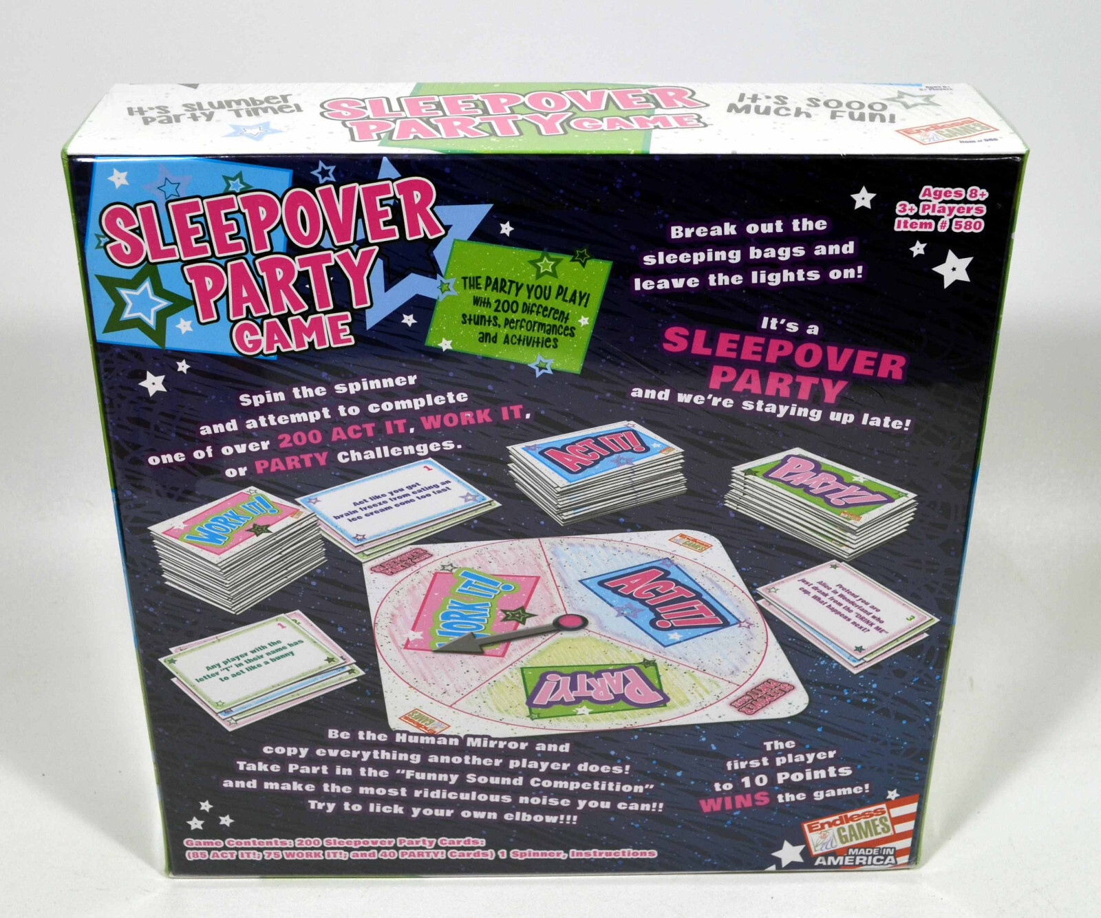 “THE SLEEPOVER PARTY GAME” 2014 Ages 8+ Complete By Endless Games Preowned