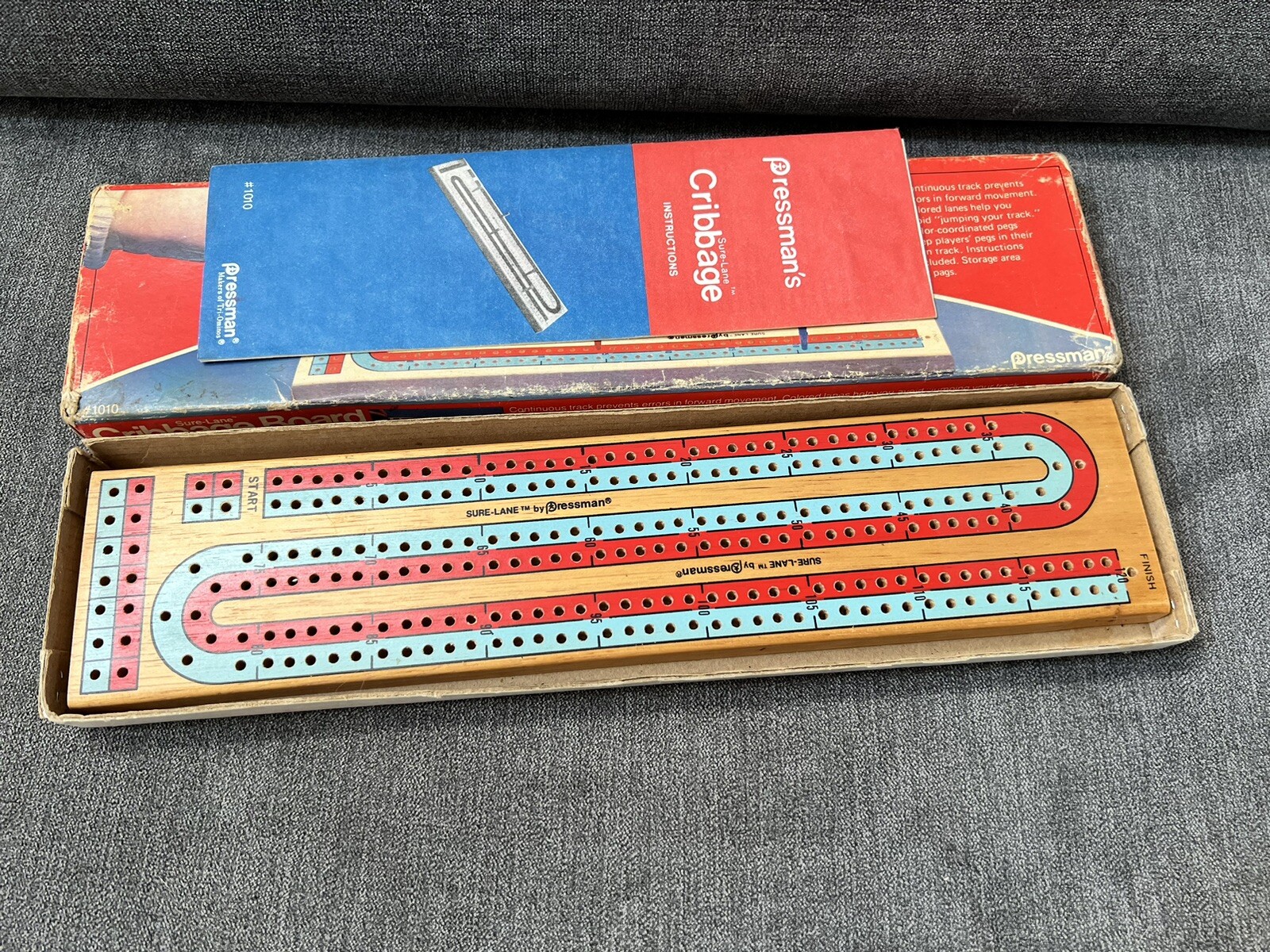 Vintage Cribbage Board Sure-Lane Continuous Track #1010 Solid Hardwood NEW 1983