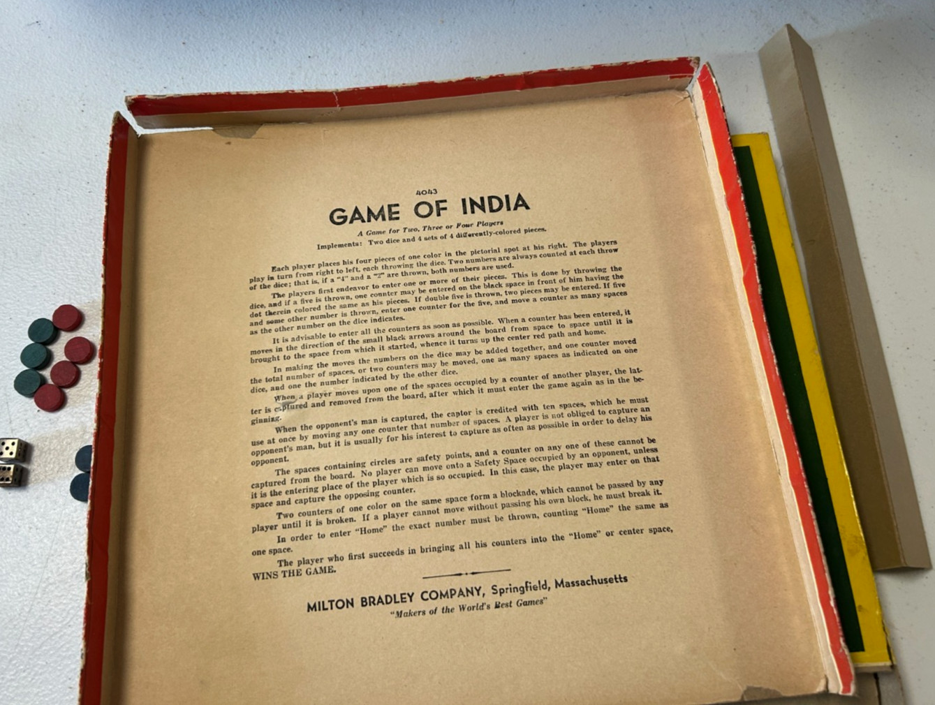 Vintage Rare Game of India Milton Bradley, No 4083 Board Hunting Game