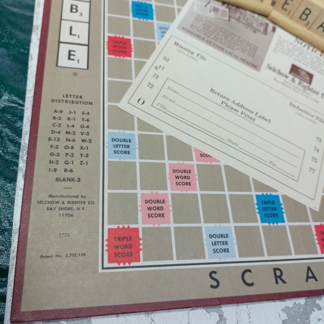 Selchow & Righter 1976 Vintage Scrabble Crossword Game Complete in Box