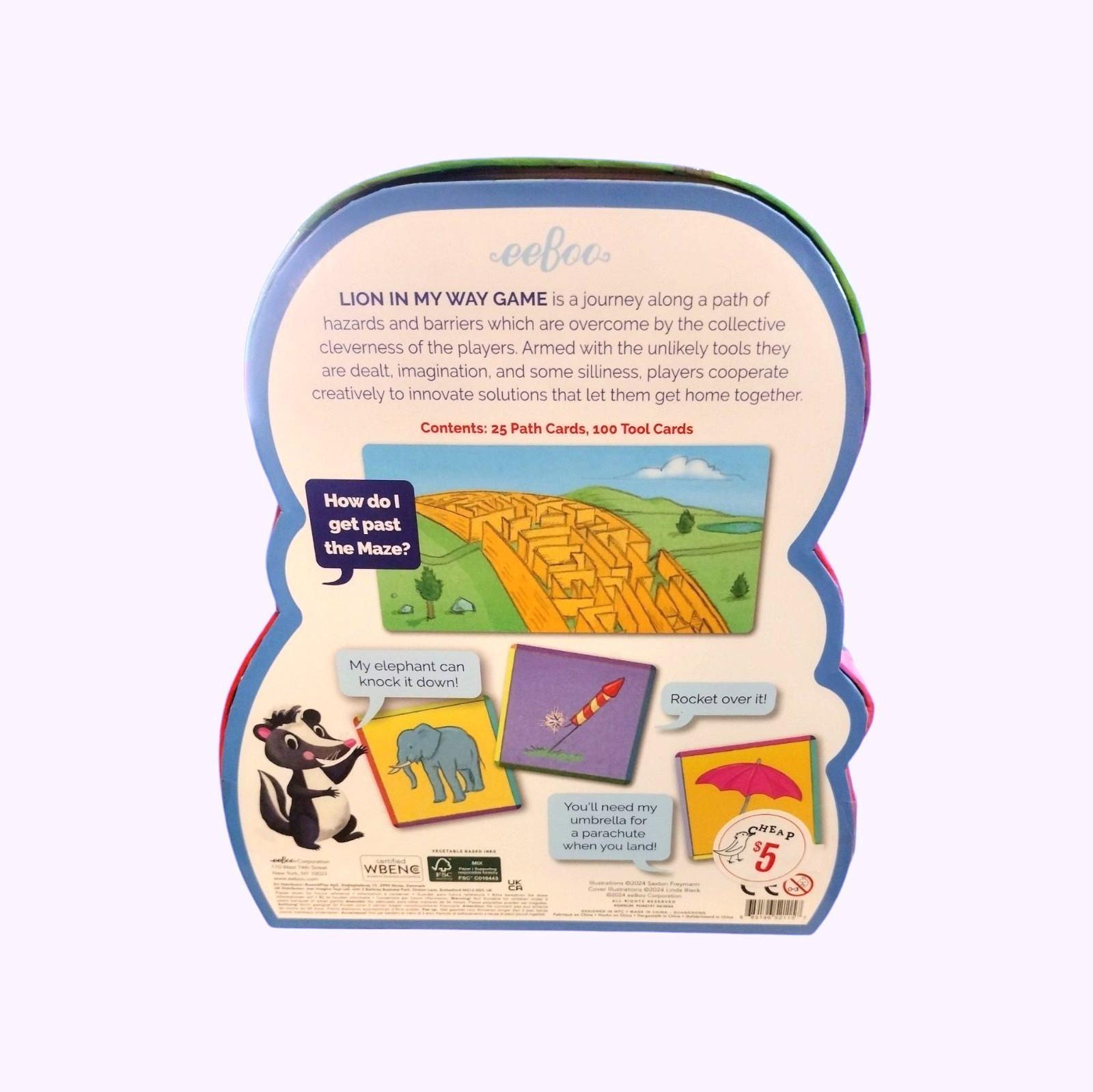 eeBoo Lion in My Way Game Kids Ages 5+ Imaginative Problem Solving Animal Box