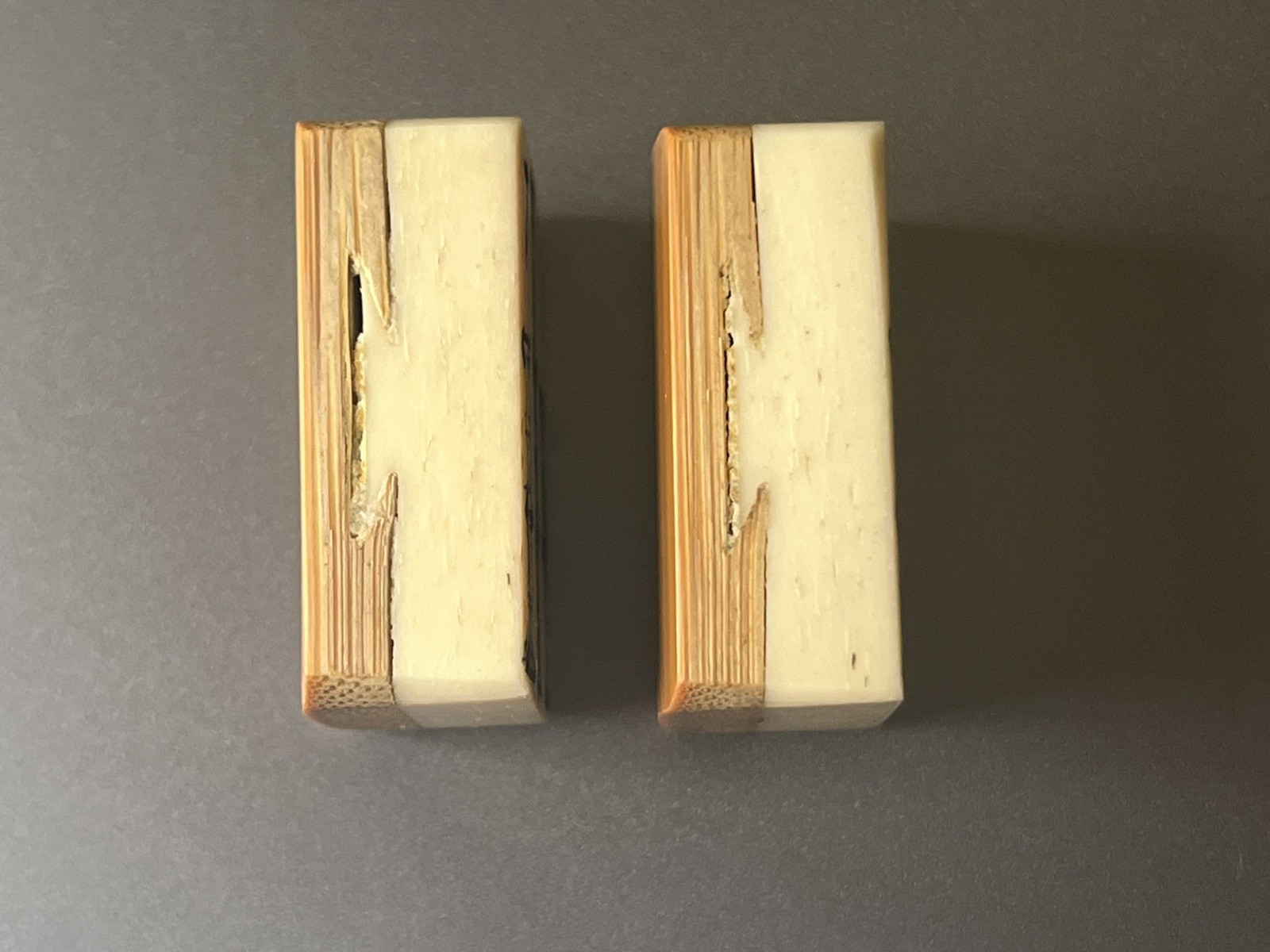 2 Vtg 1920s Mahjong Bone/Bamboo Replacement Tiles 7 BAM