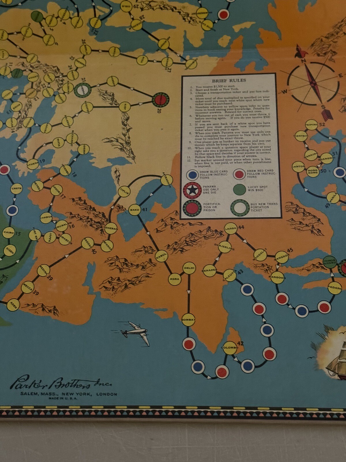 RARE Lowell Thomas Travel Game World Cruise 1937 Parker Bros. GAME BOARD ONLY
