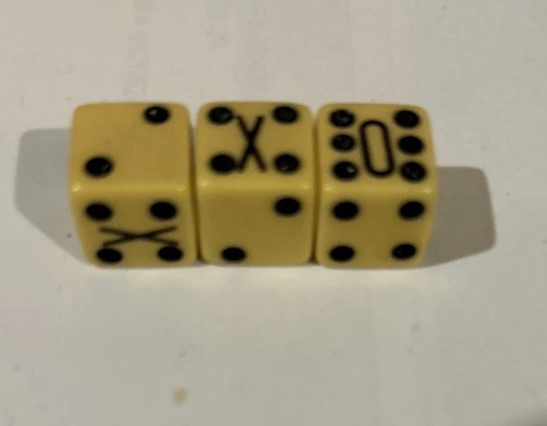 Vintage Dice From Pro Football 3M Sports Game Set Of 3. Dice Only. 1966