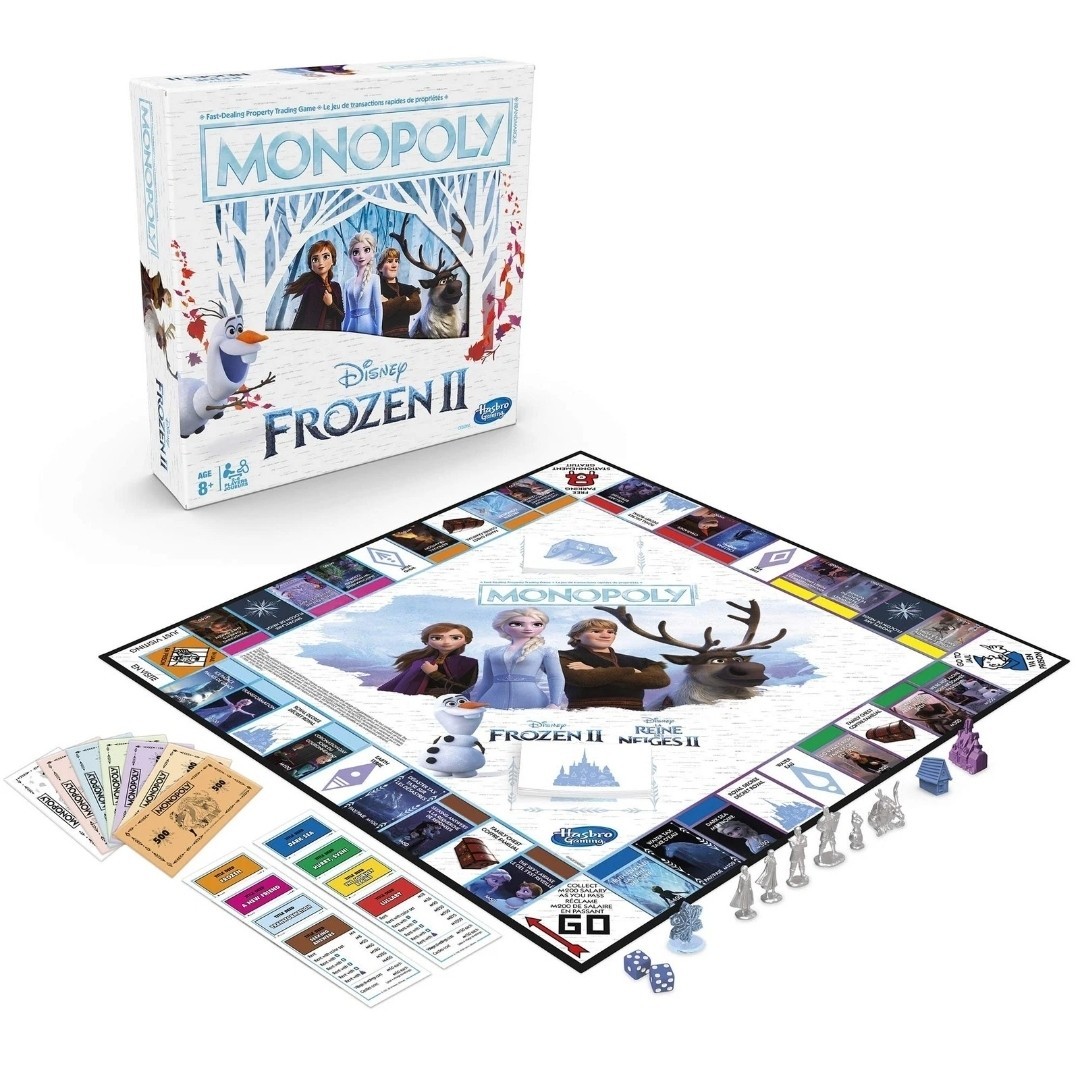 Monopoly Disney Frozen Board Game Bilingual Edition with Elsa Olaf Anna Kristoff