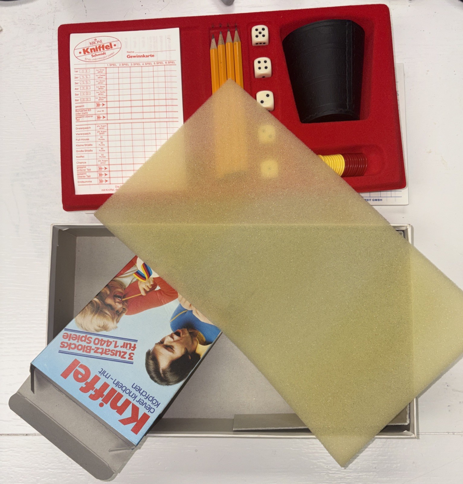 Schmidt Spiele German Kniffel Yahtzee Dice Game Germany New Extra Scorecards 70s